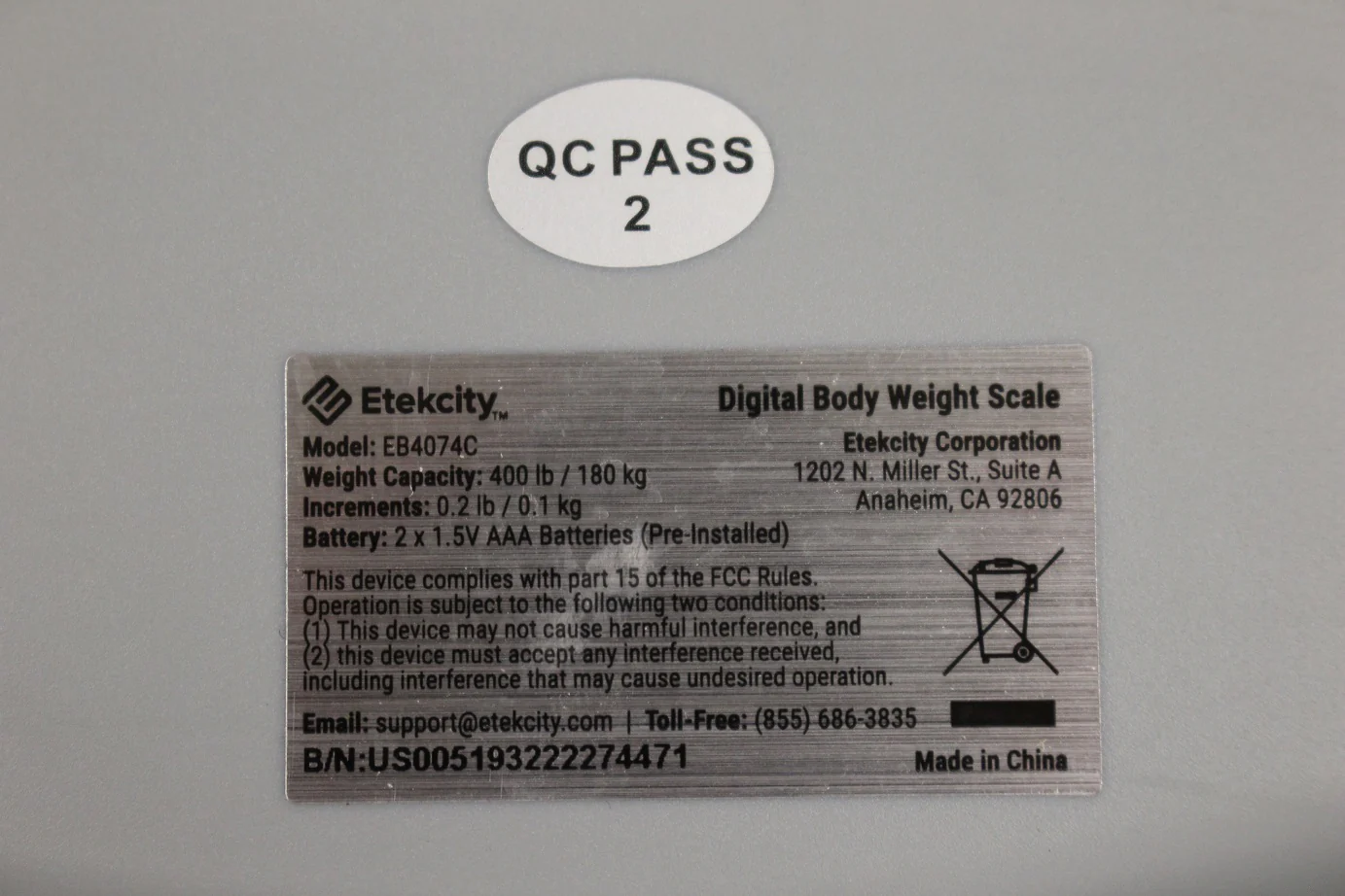 Etekcity Diginal Body Weight Scale - EB4074C - 400 lb Capacity - Used - Image 3