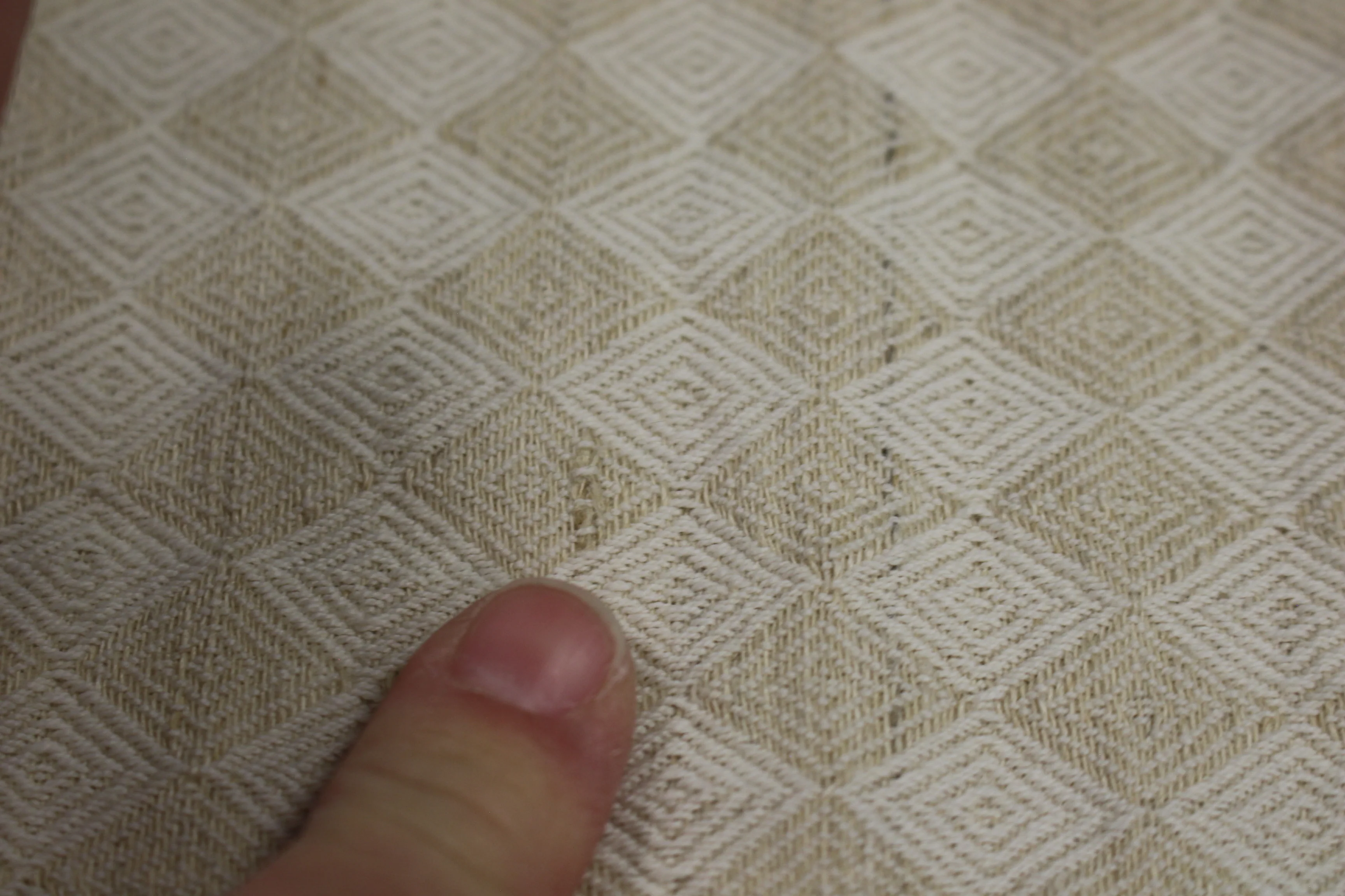Euro Diamond Stitch Cotton Linen Quilt Pillow Sham - Tan & White - Used - Image 4