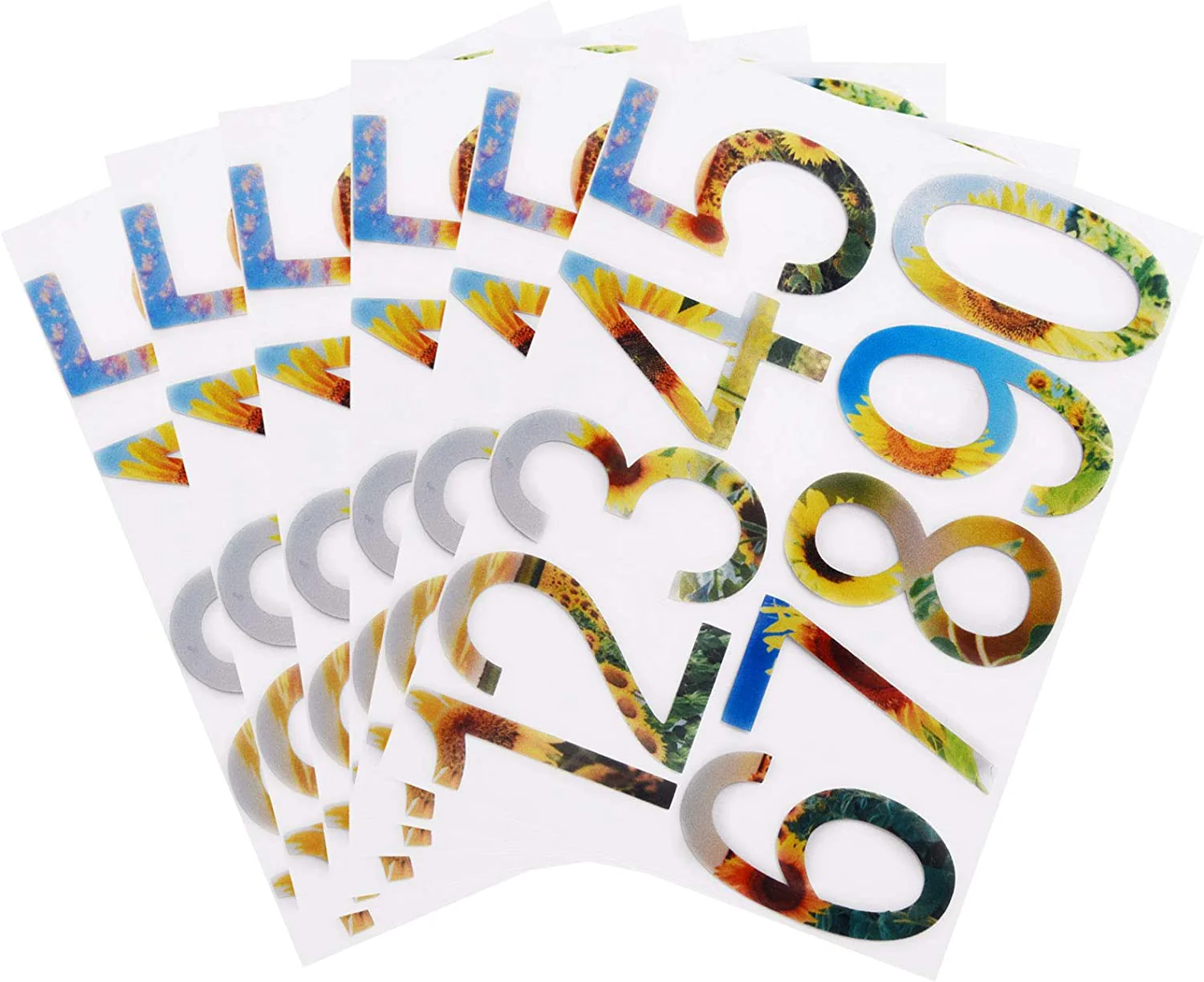 FANKUTOYS 60 Pieces Colored Flowers 0-9 Number Stickers - Self Adhesive Vinyl