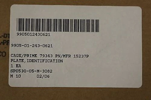 Flatbed Semitrailer Identification Plate, NSN 9905-01-243-0621, New! - Image 5