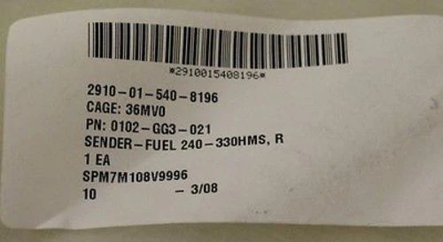 Fuel Sender, NSN2910-01-540-8196, P/N 0102-GG3-021, Spartan Motors, New! - Image 4