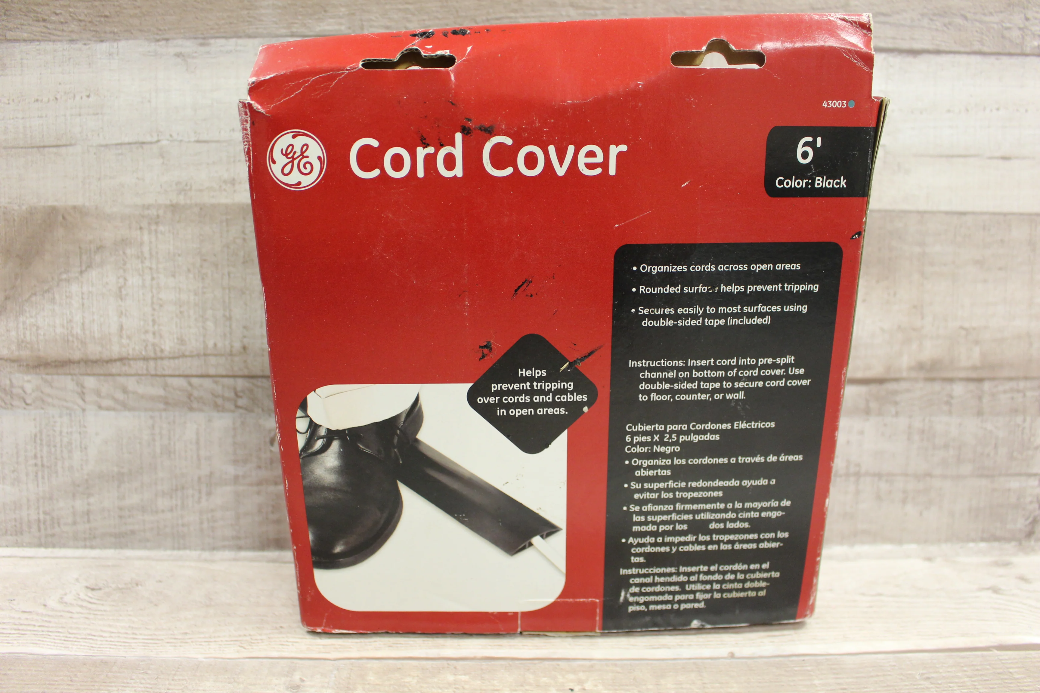 GE 6 Foot Electric Cord Cover For Work Office Area - Black - New - Damaged Box - Image 3