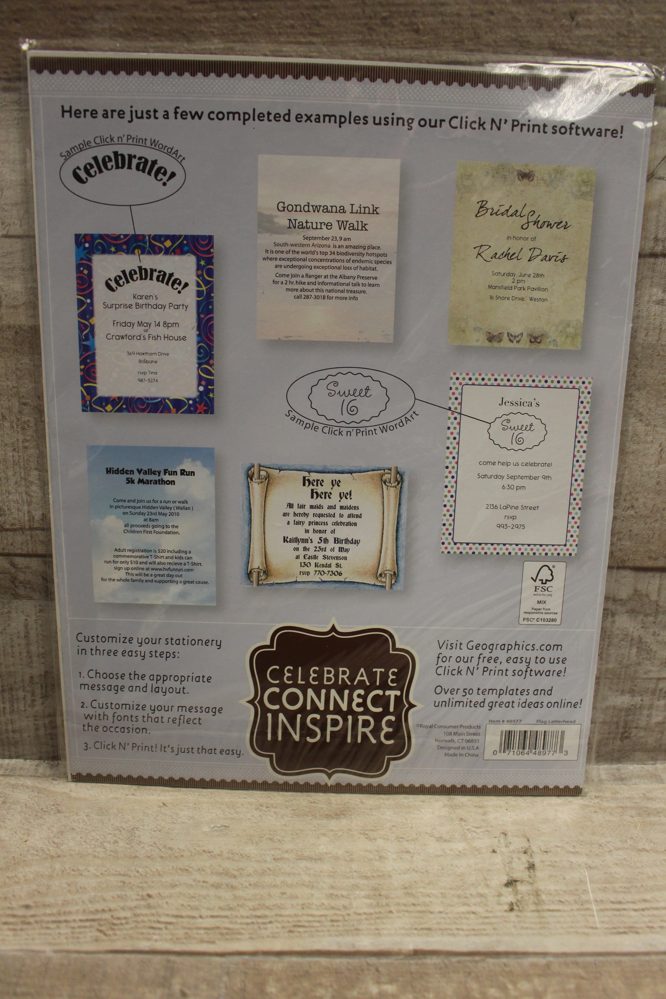 Geographic's Celebrate Connect Inspire Letterheads -25 Sheets -New - Image 2