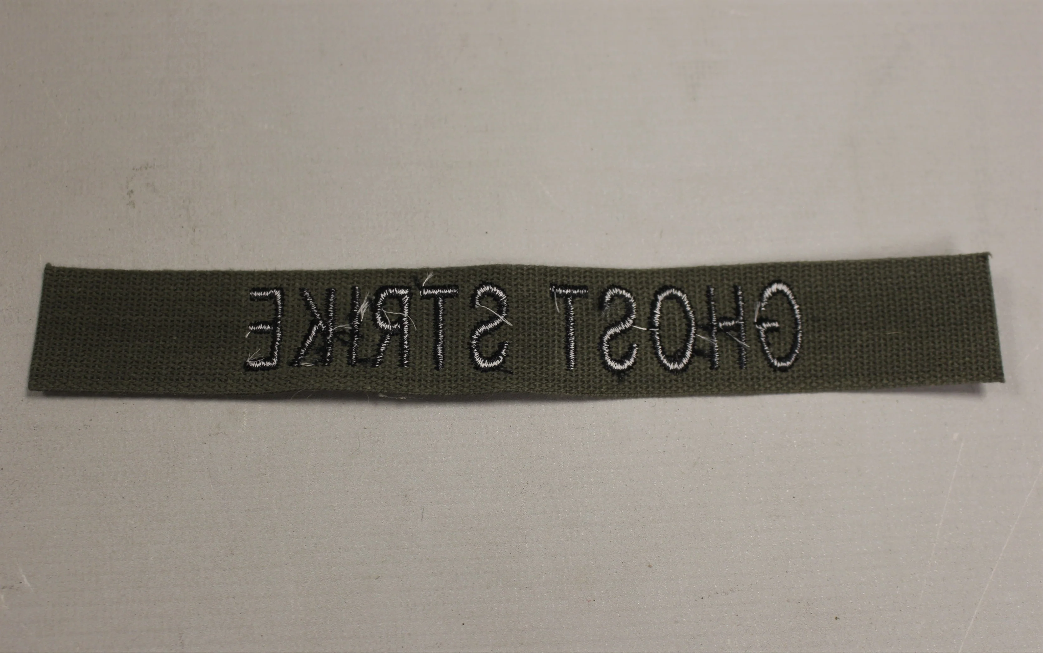 Ghost Strike Name Tape - OD Webbing Black Thread - 7.5" x 1" - New - Image 2