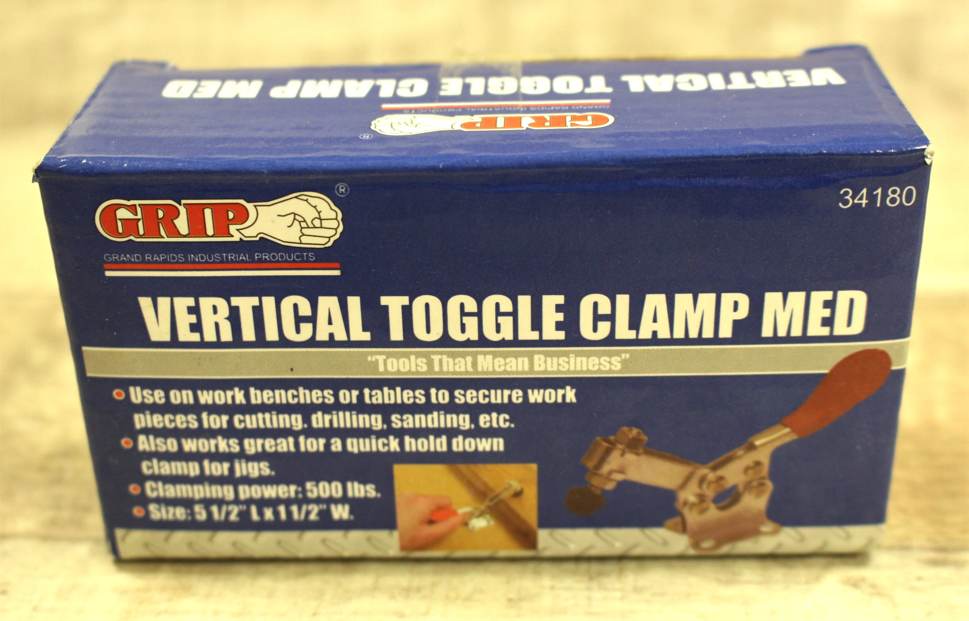 GRIP Vertical Toggle Clamp Med - Clamping Power 500 lbs. - Size: 5 1/2" L x 11/2" W - New - Image 2