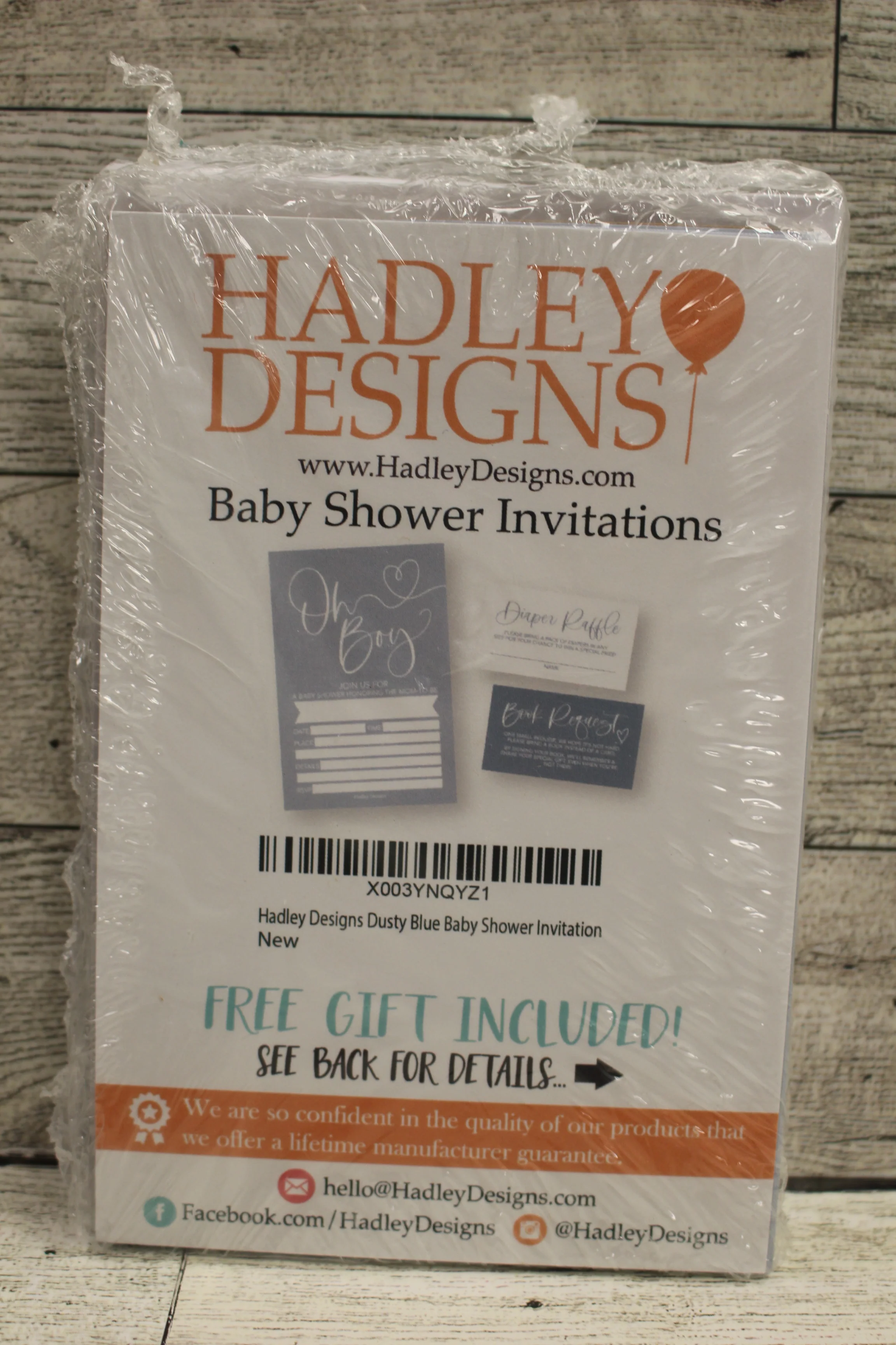 Hadley Design Dusty Blue Baby Shower Invitation - 20 Count - New