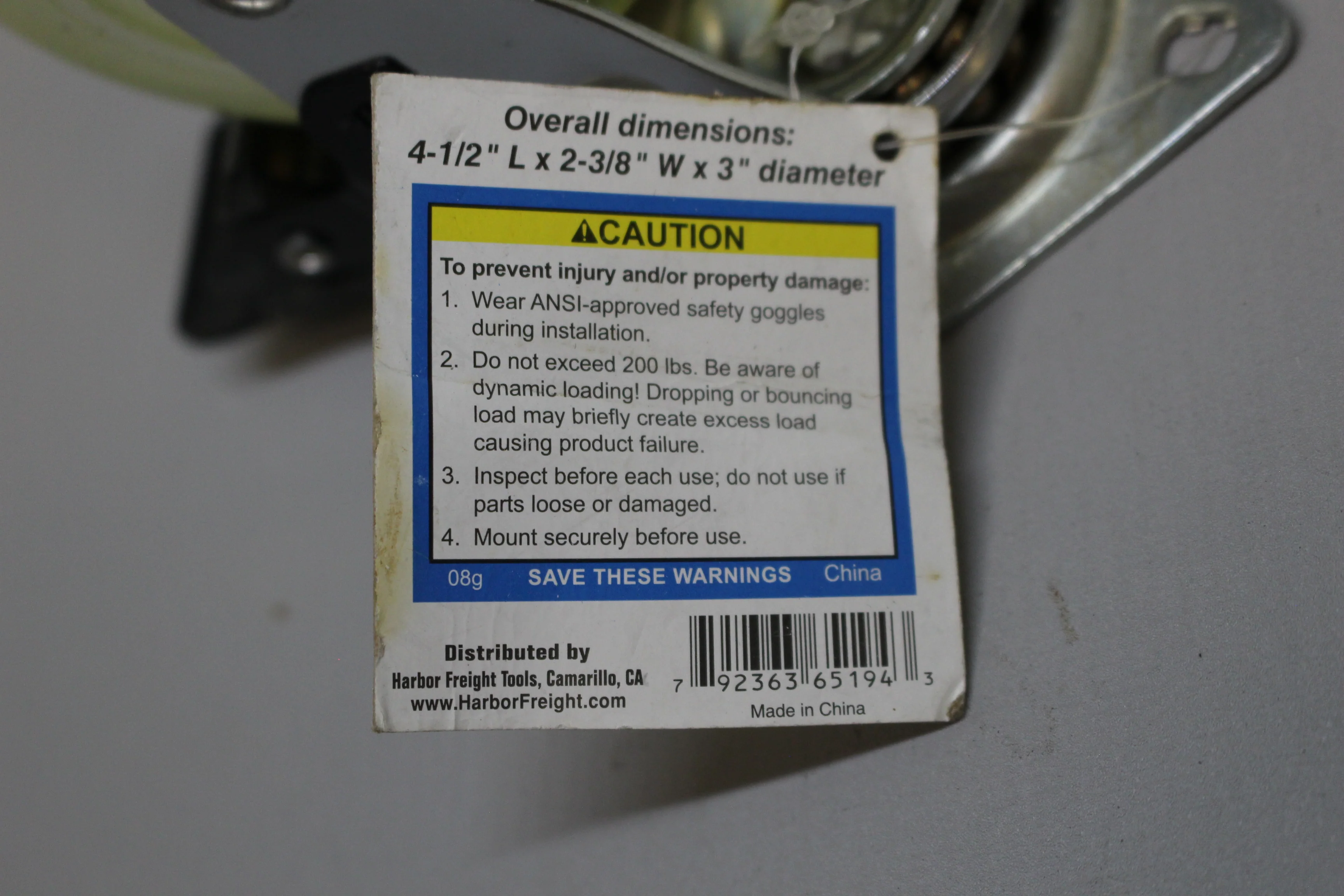 Harbor Freight 3" Swivel Caster - 200 lb. load capacity - New - Image 3