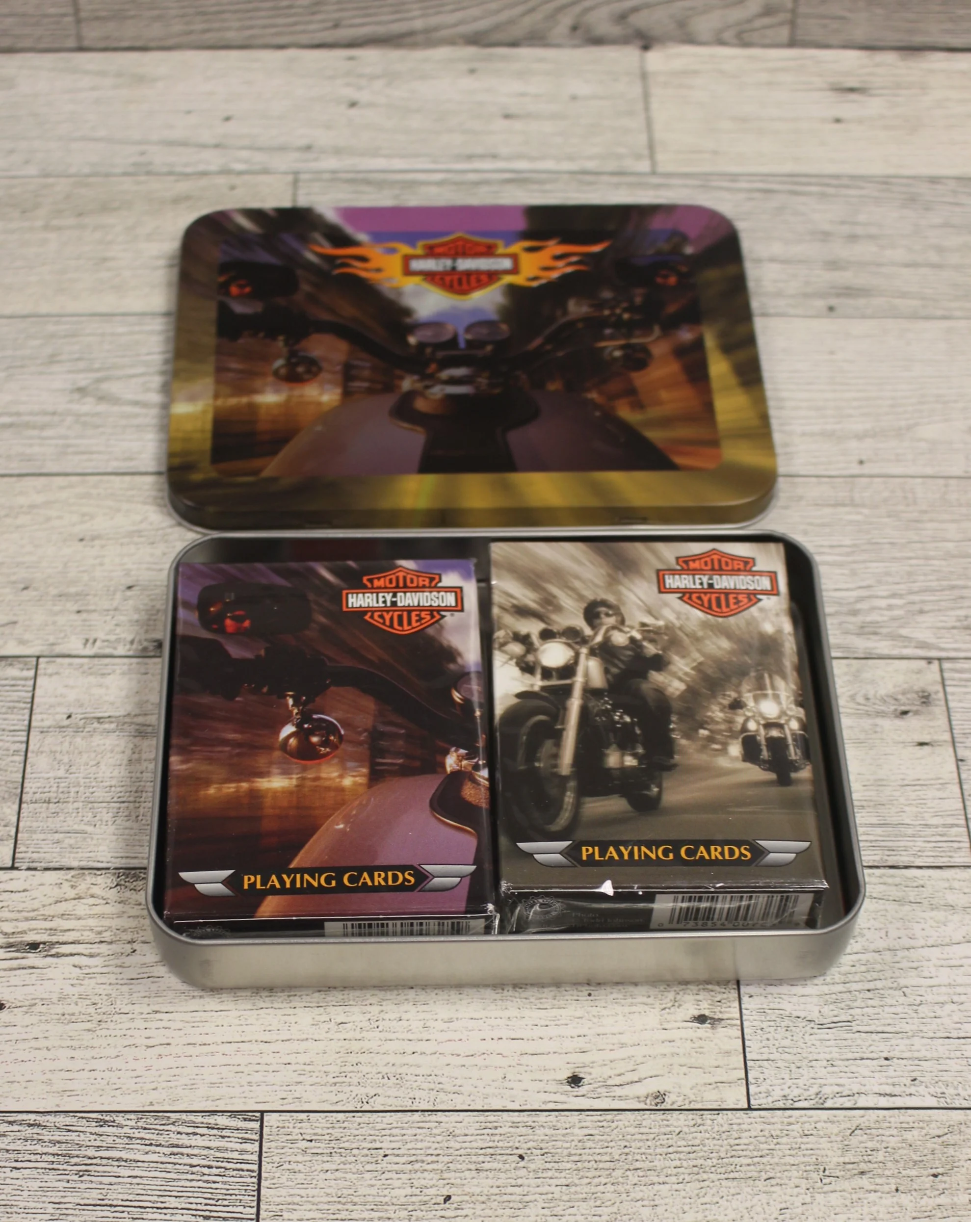 Harley-Davidson 2002 Collectible Tin with 2 Decks of Playing Cards - New - Image 2