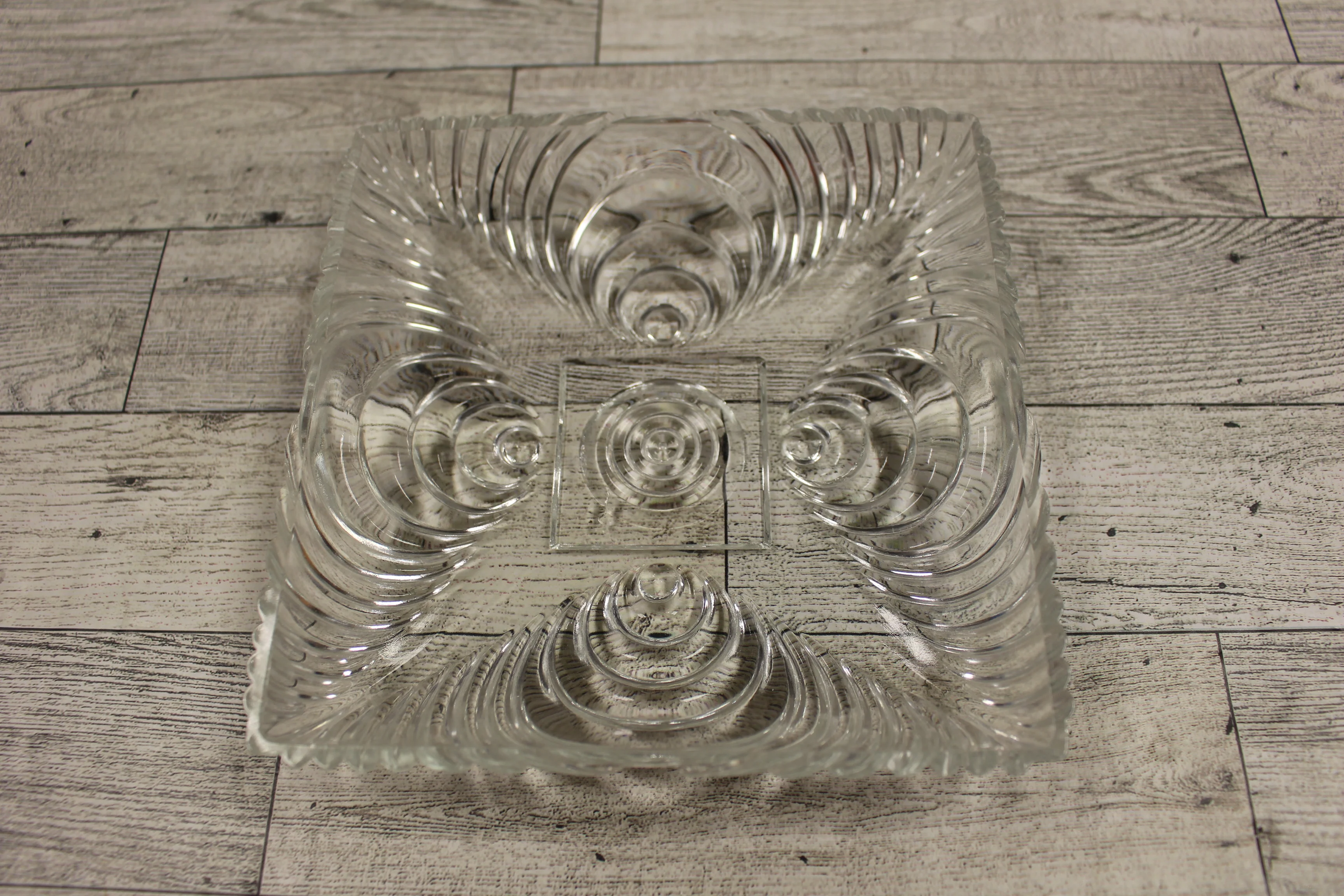 Hazel Atlas 6" Square Candy Trinket Dish - Clear - Used