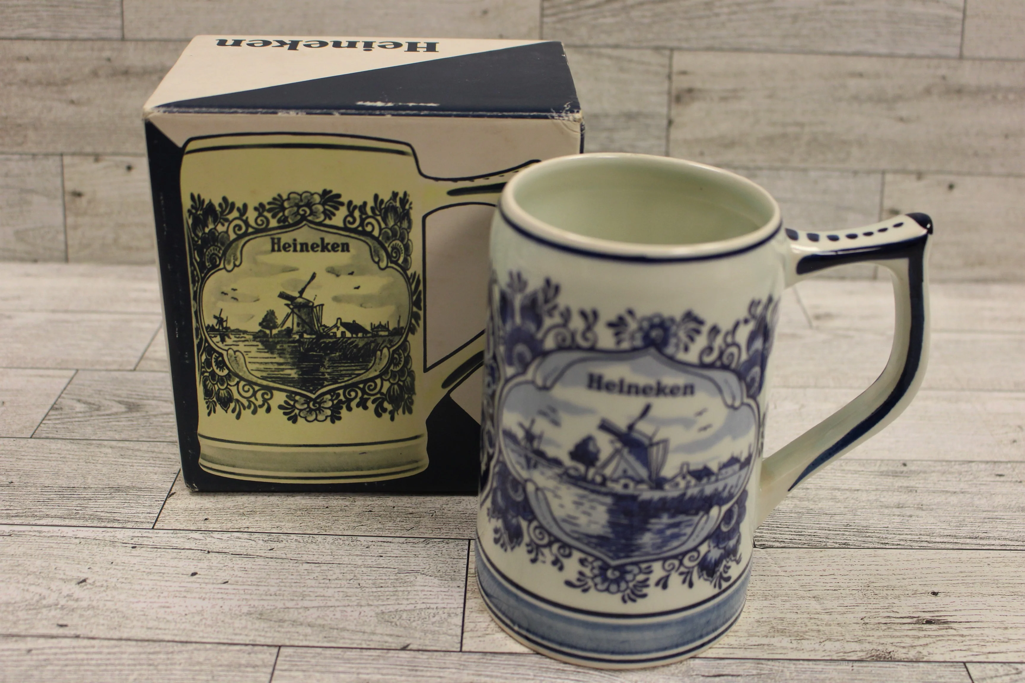 Heineken Holland Dutch Windmill German Beer Stein - Hand Painted Delft Blue -New