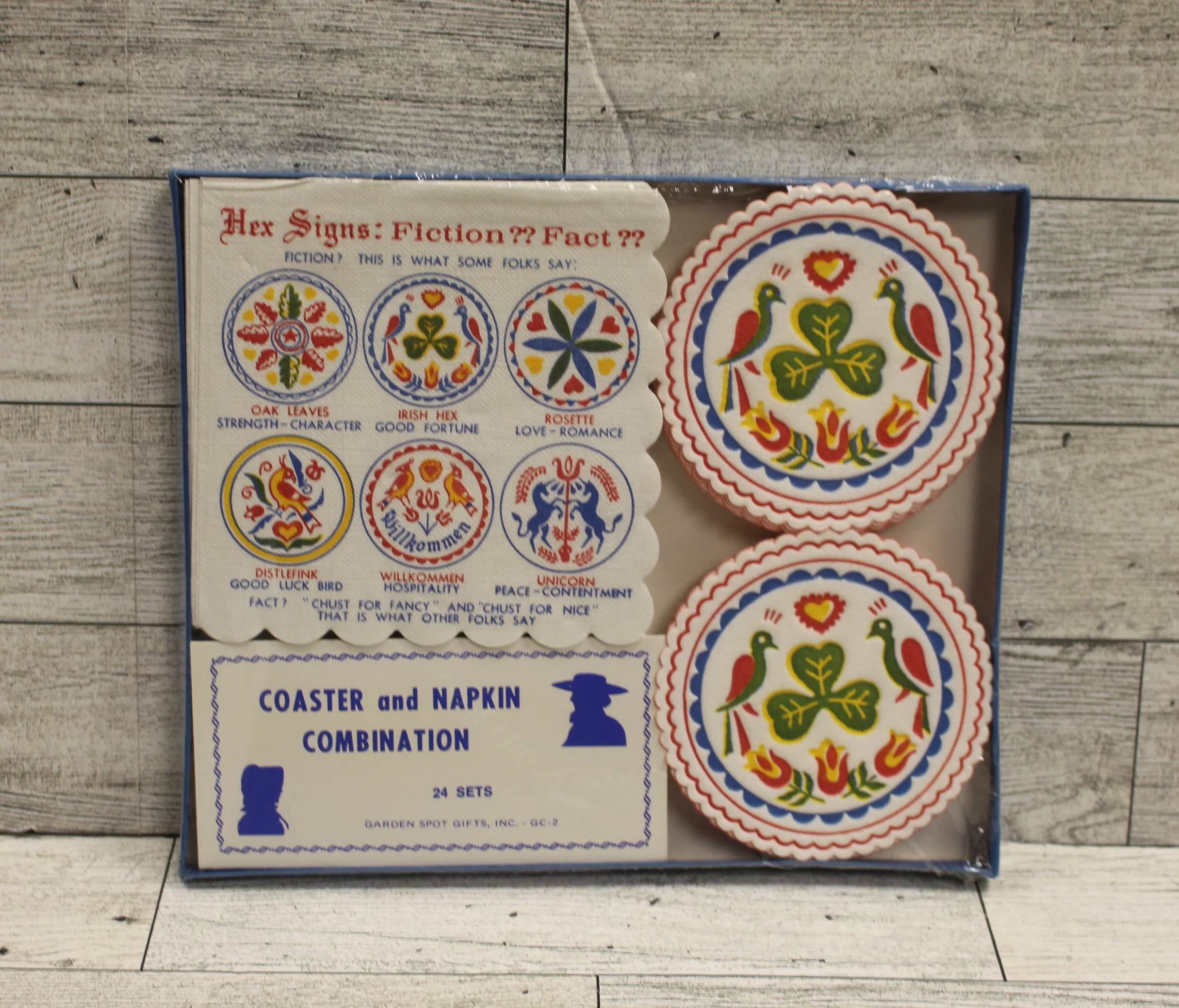 Hex Signs Coaster and Napkin Combo - Fold Art - 24 Count - New