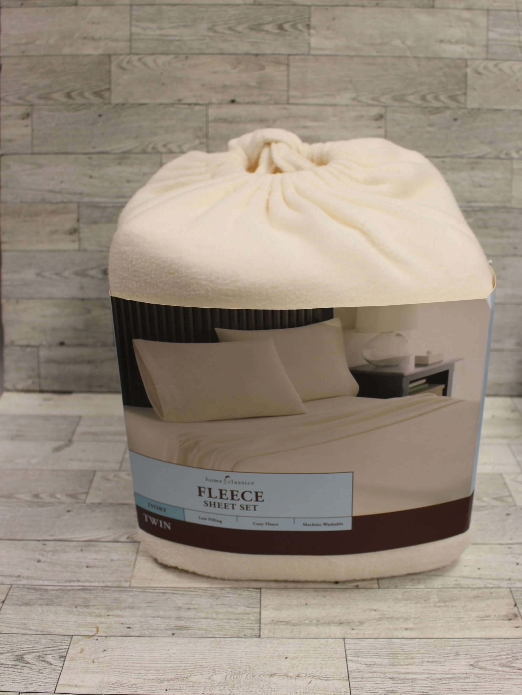 Home Classics Twin Size Fleece Sheet Set - Ivory - New - Image 2