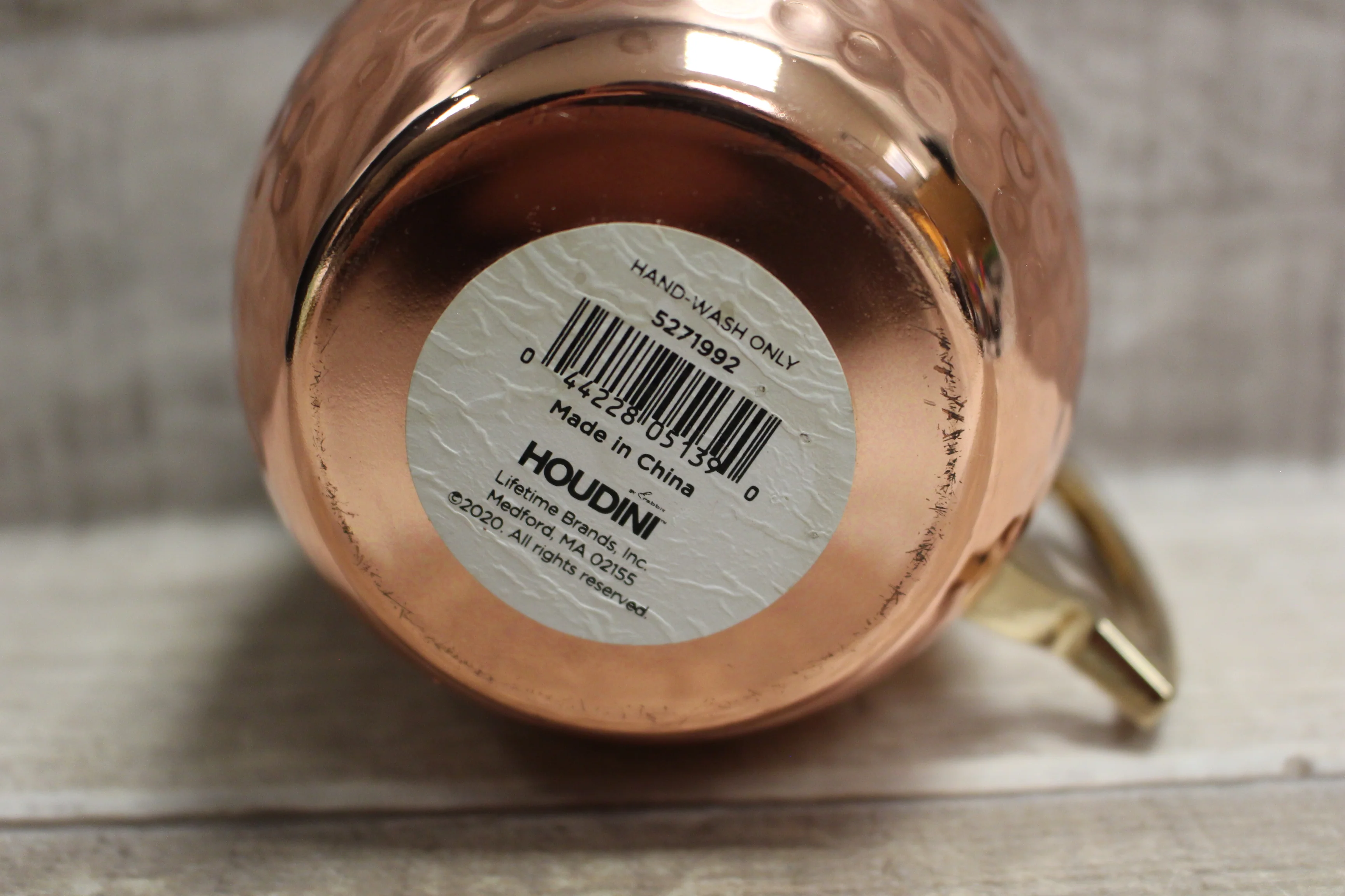 Houdini Hammered Copper Moscow Mule Mug with Brass Handle - 3.25"x4.5"x3.75" - New - Image 4