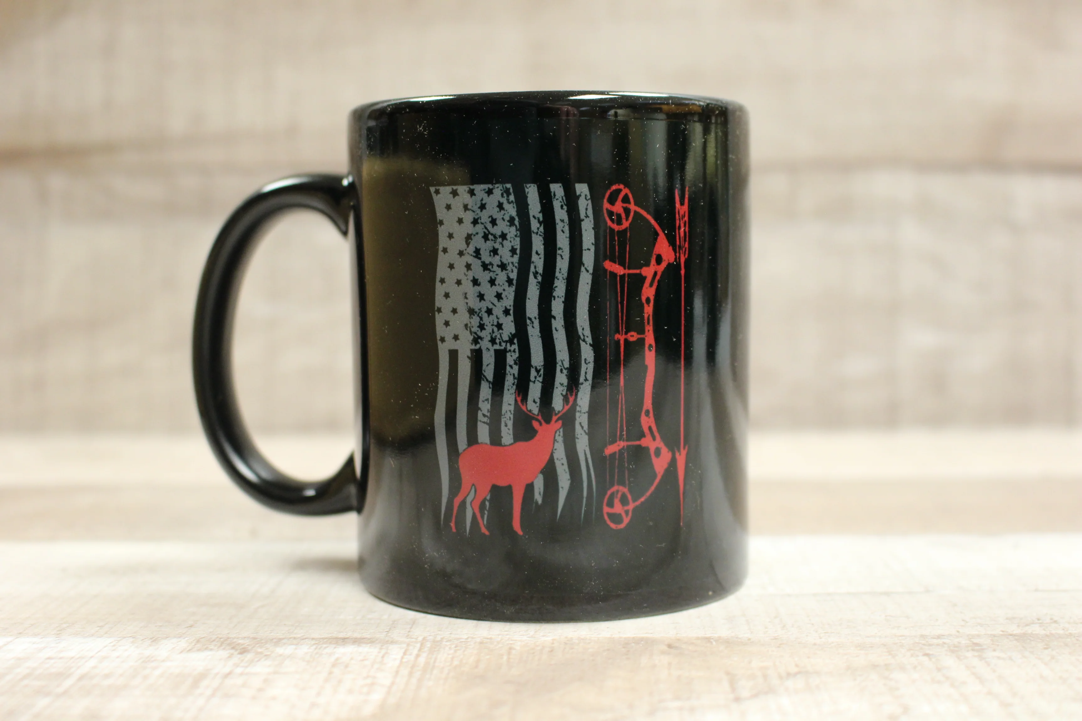 Hunting Deer Woods Flag Bow & Arrow Coffee Cup Mug - New - Image 2