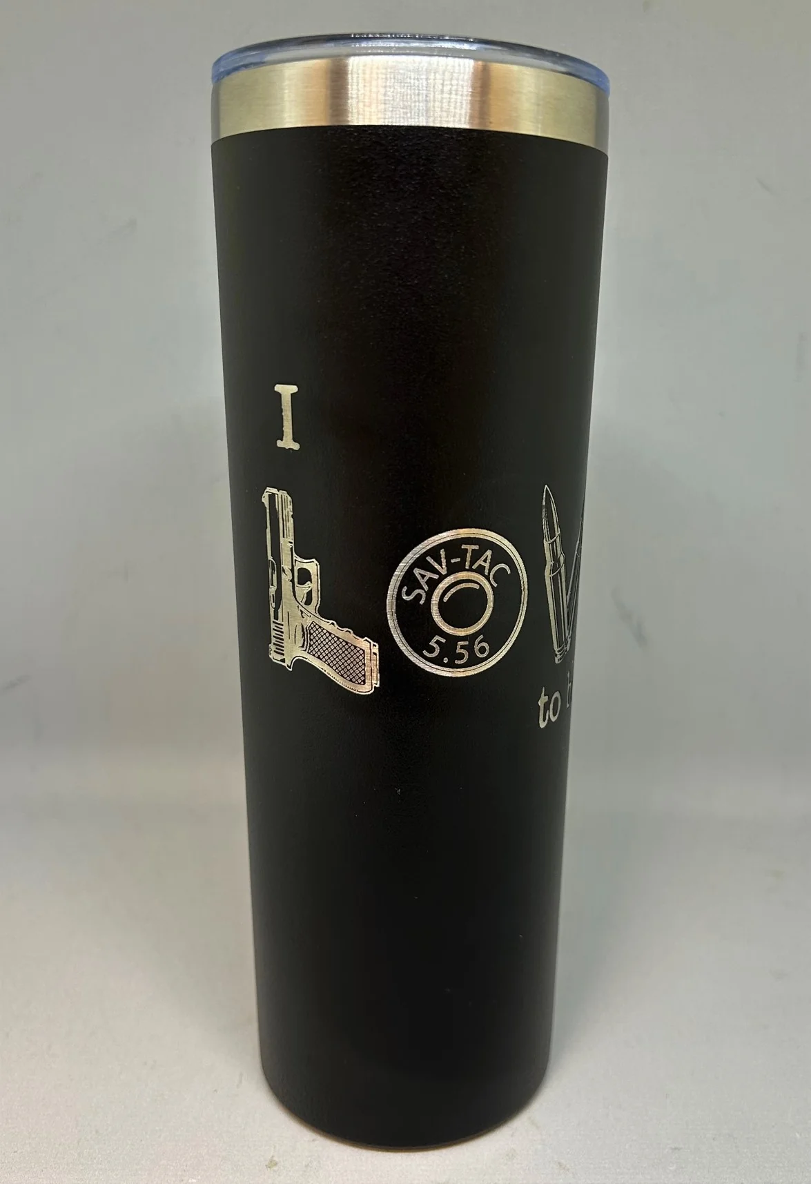I Love To Bang Gun Design 20oz Skinny Laser Engraved Tumbler | Gun Cup | 2nd Amendment | Gifts for Her | Gifts for Him | Everyday Tumbler
