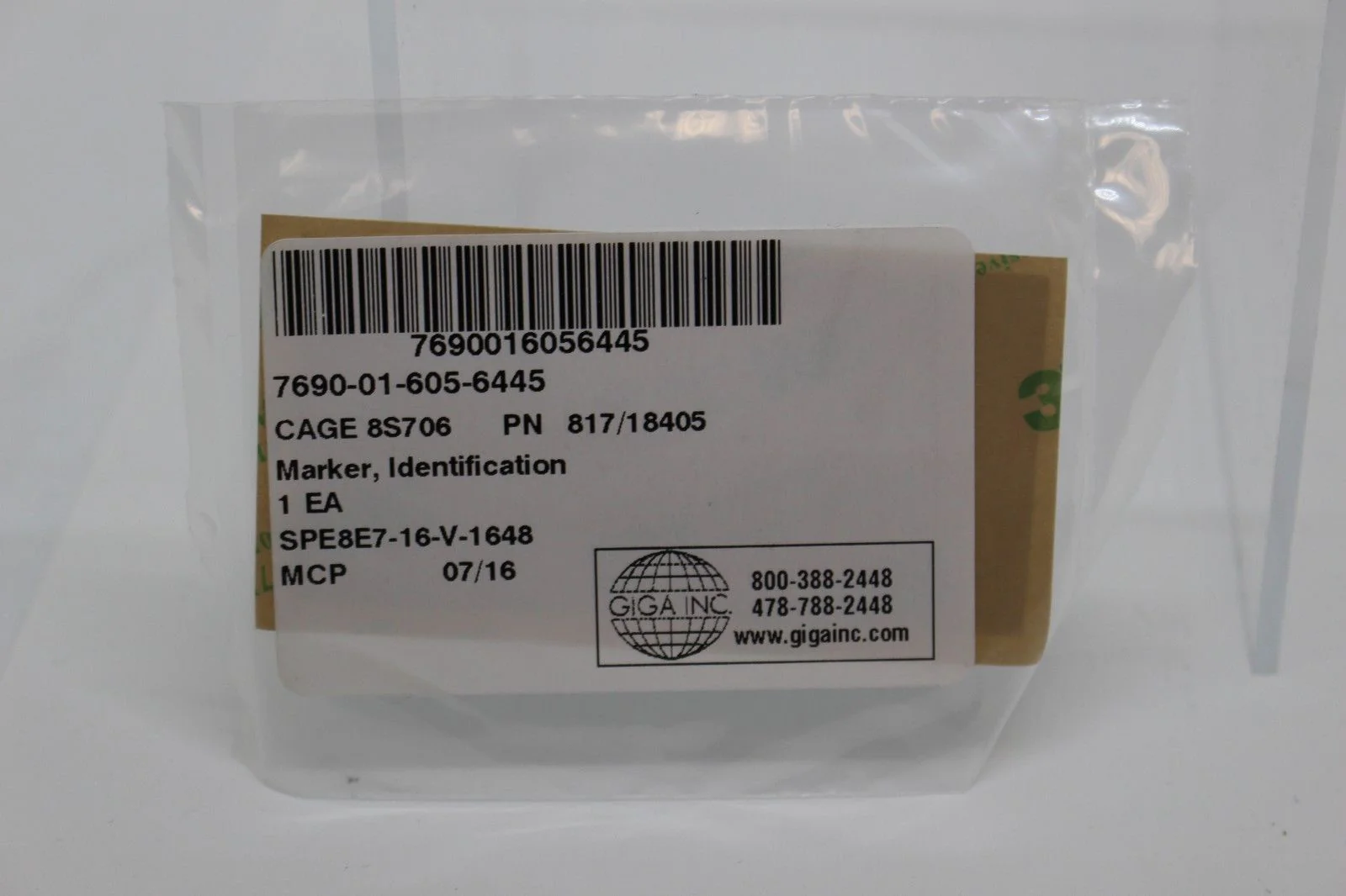 Identification Marker for Industrial Tractor, 7690-01-605-6445, 817/18405, New - Image 2