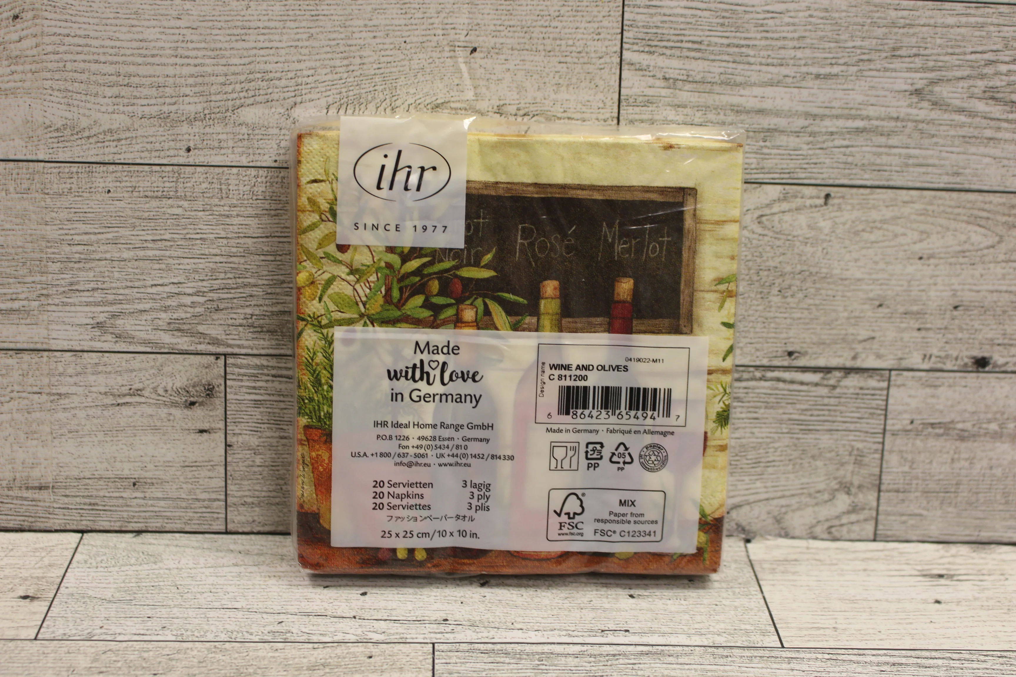 ihr Wine and Olives Napkins - 20 Count - 10" x 10" - New - Image 2