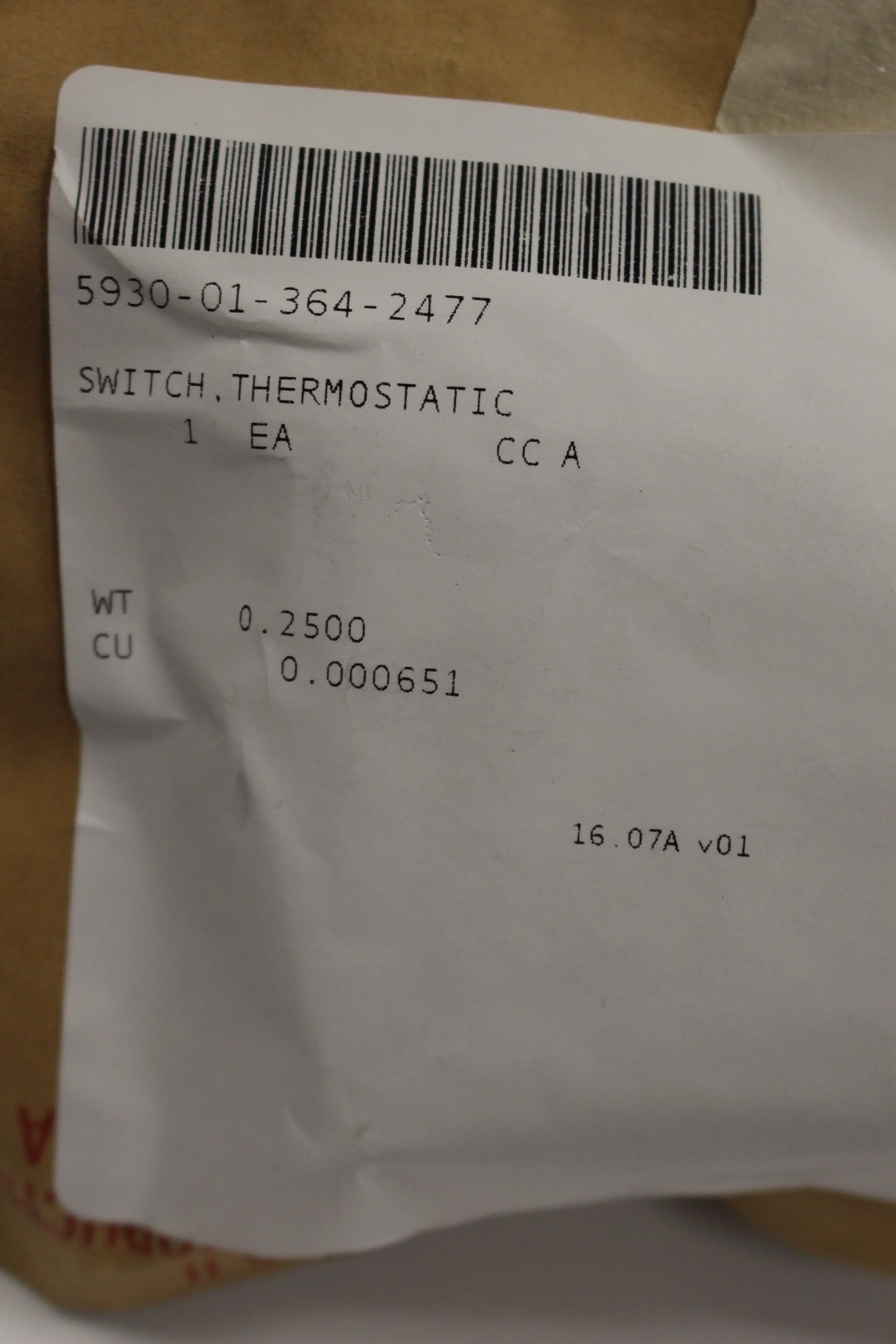 International Thermostatic Switch / Thermal Switch, 1667826C91, New - Image 4