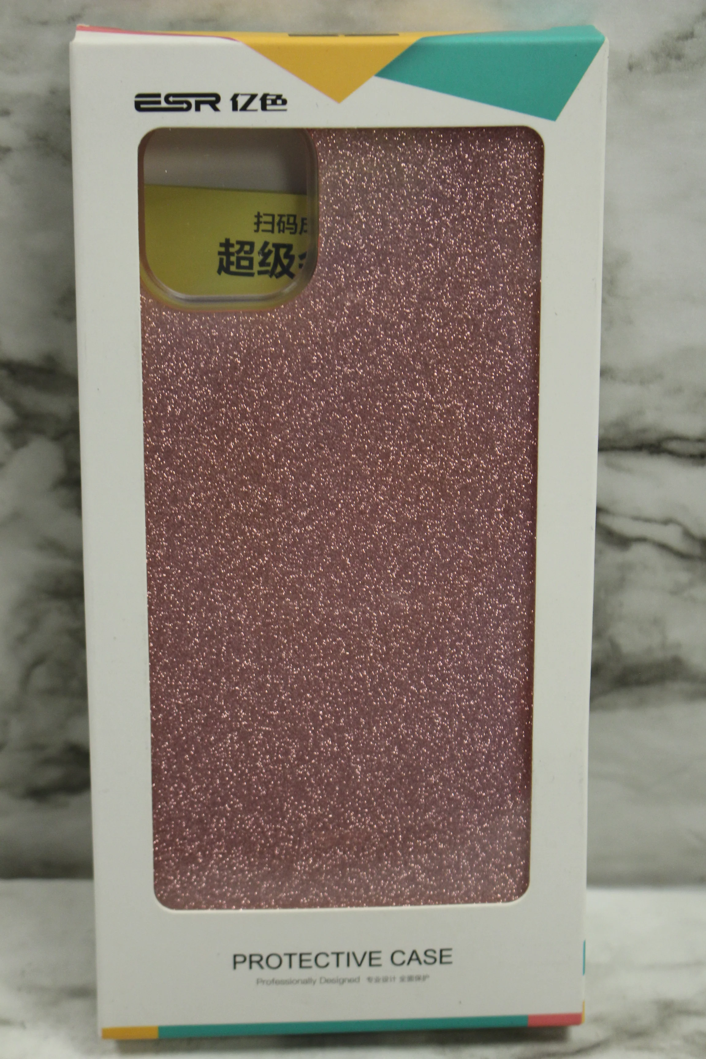 iPhone 11 Protective Plastic Curved Corner With Glitter Design -Rose Gold -New