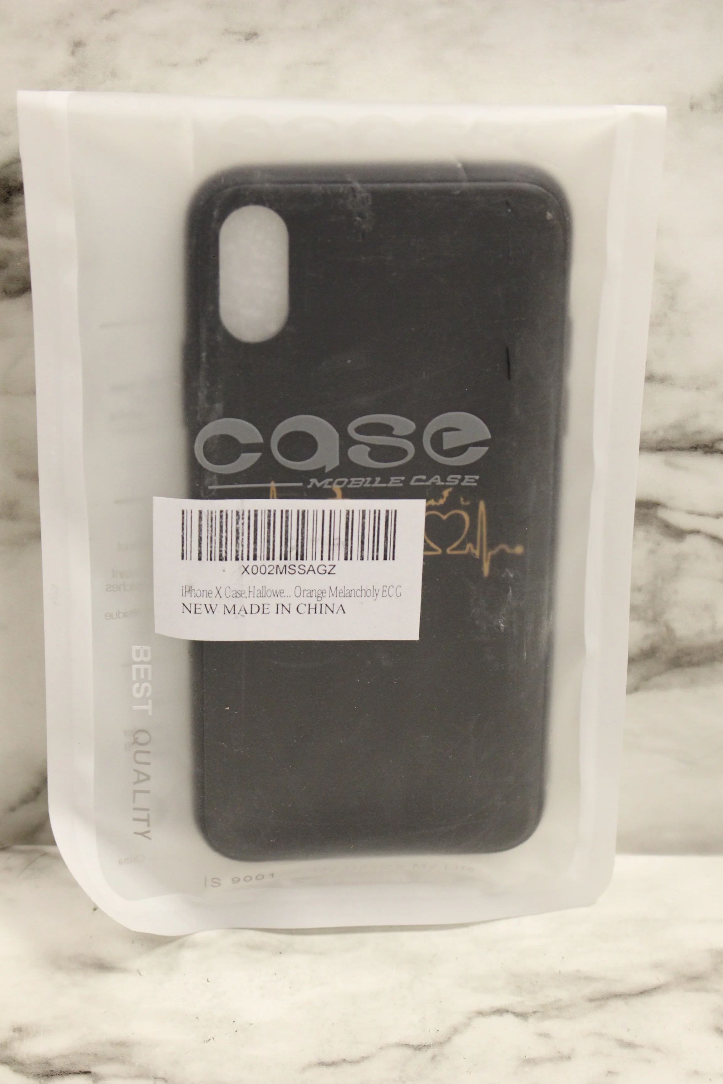 iPhone X Soft Protective Phone Case Heart Melancholy -Black -New