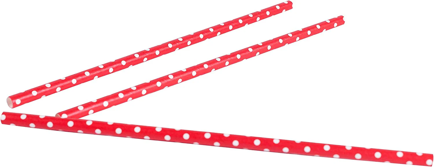 Jacent Stylish Biodegradable Paper Straws - 24 Count - Red & White Polka Dot-New - Image 2