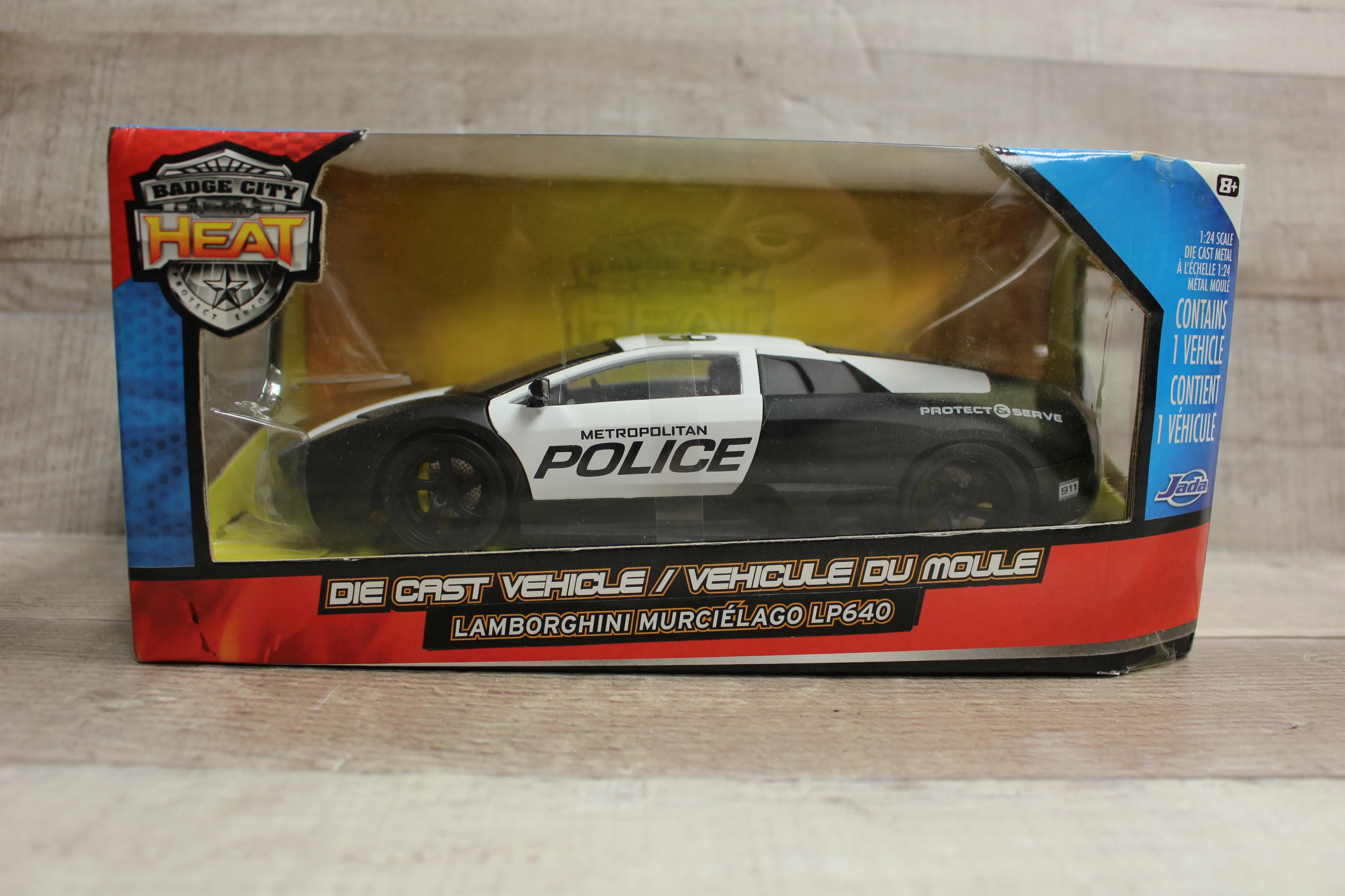Jada Badge City Heat 1/24 Scale Lamborghini Murciélago Diecast Toy -Black -New