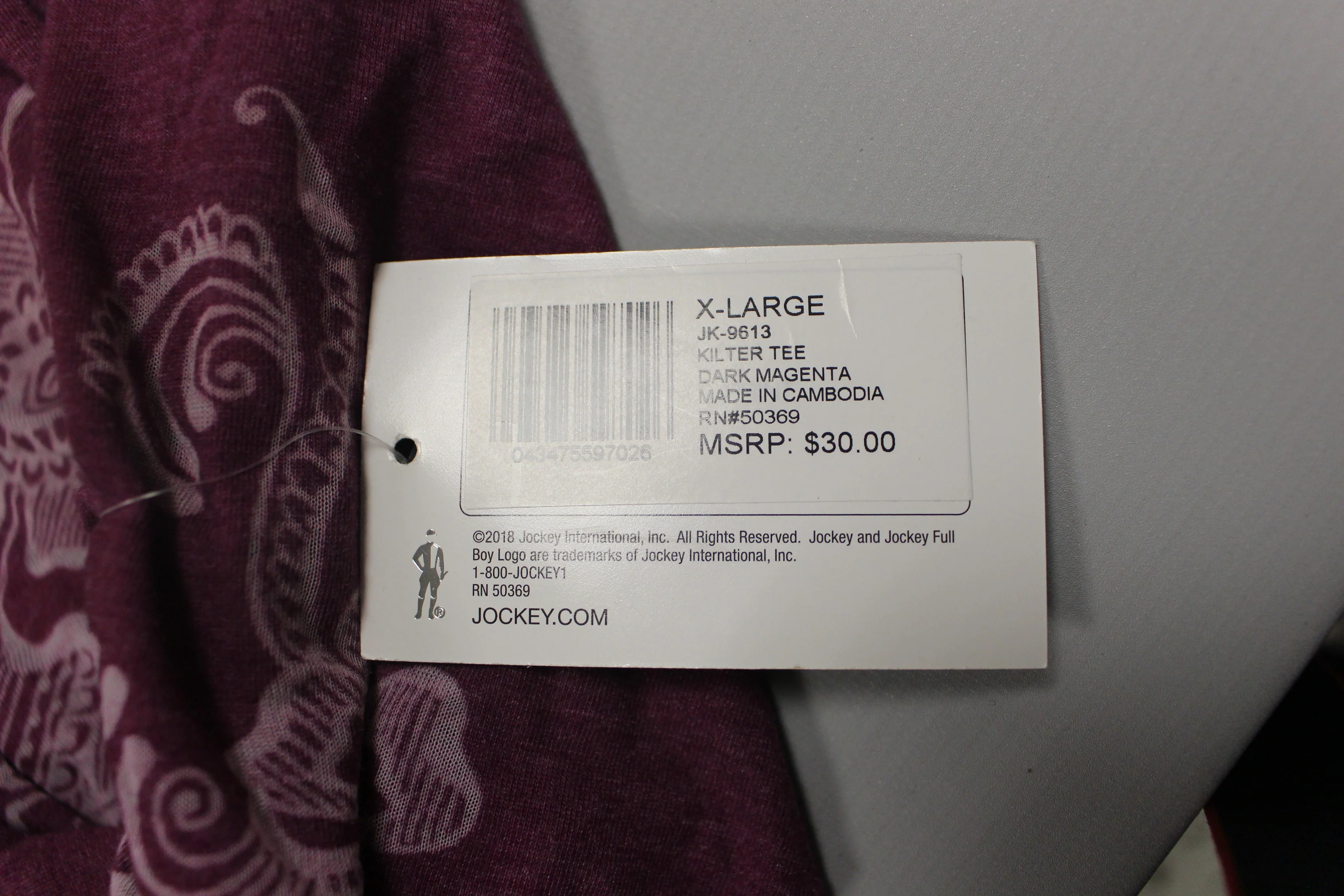 Jockey Kilter Tee Dark Magenta Size X-Large - Image 3