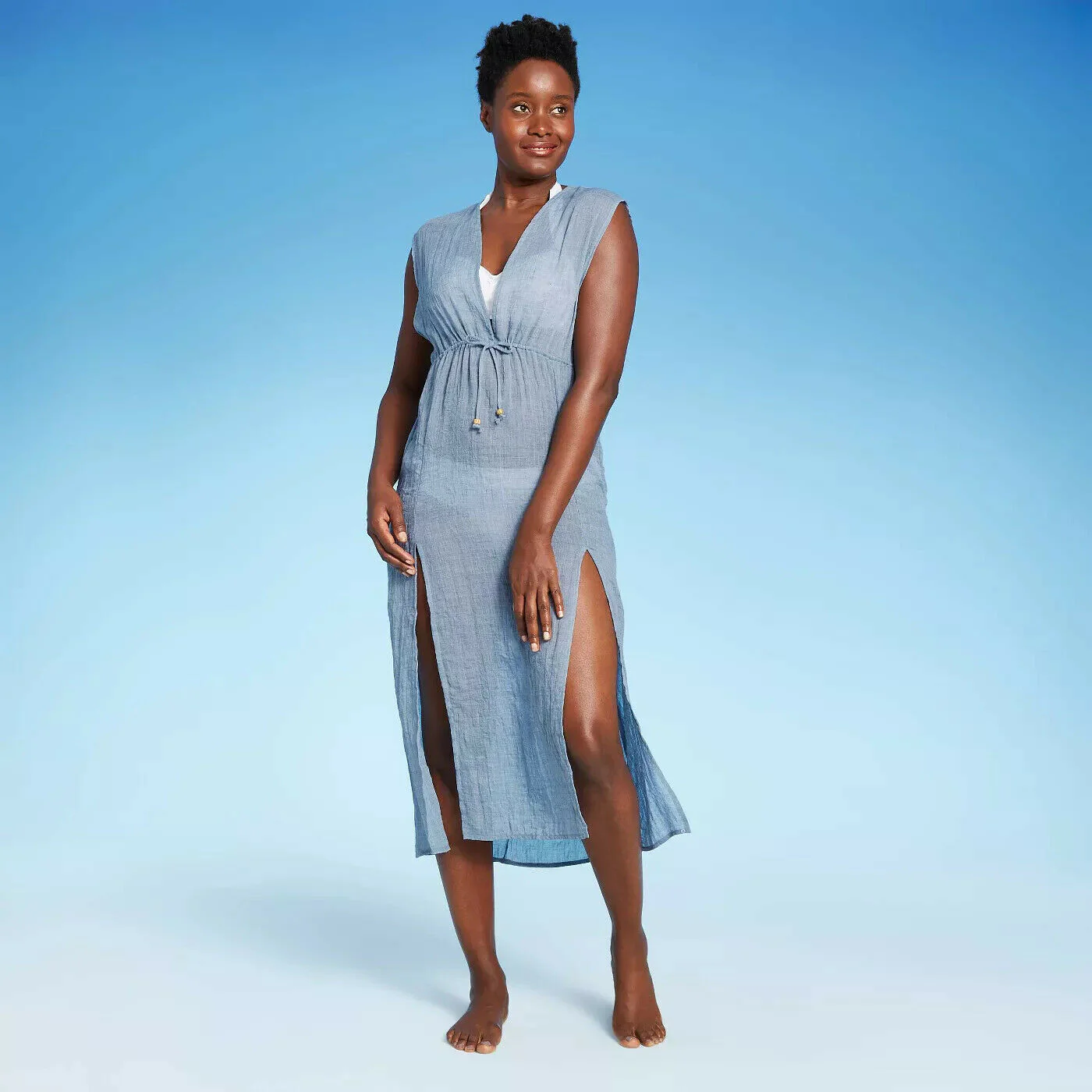 Kona Sol Women's Tie-Front Midi Cover Up Dress - Small / Medium / Large - New - Image 3