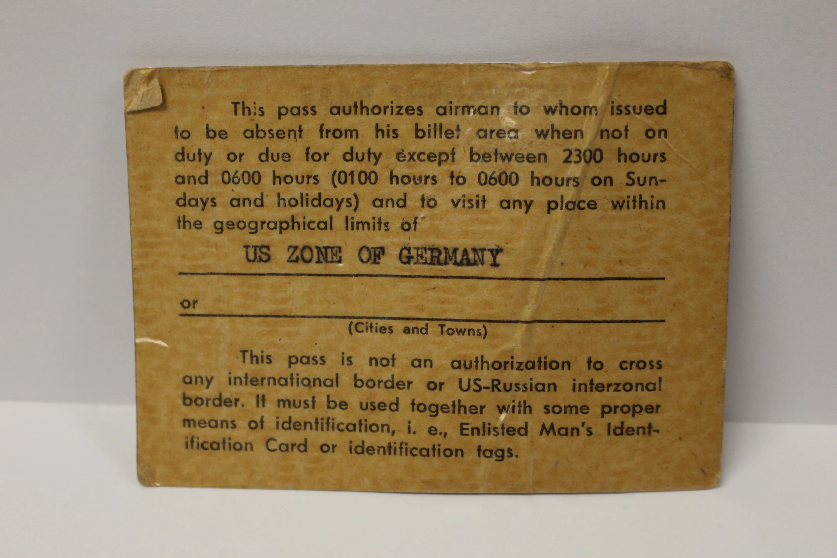 Korean War USAFE 155th Tac Con Gp Permanent Pass - 1953 - US Zone of Germany - Image 2