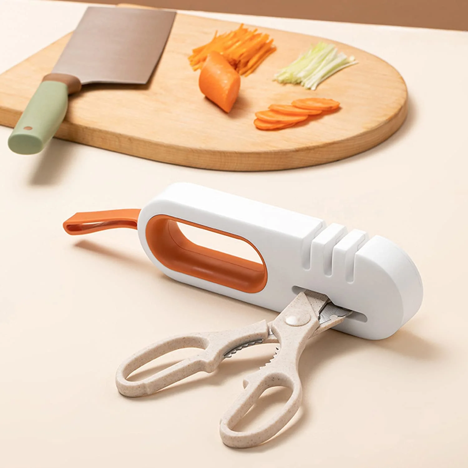 Kuafoo Premium Kitchen Knife Sharpener - Heavy Duty 4-Stage Design - White - New - Image 2