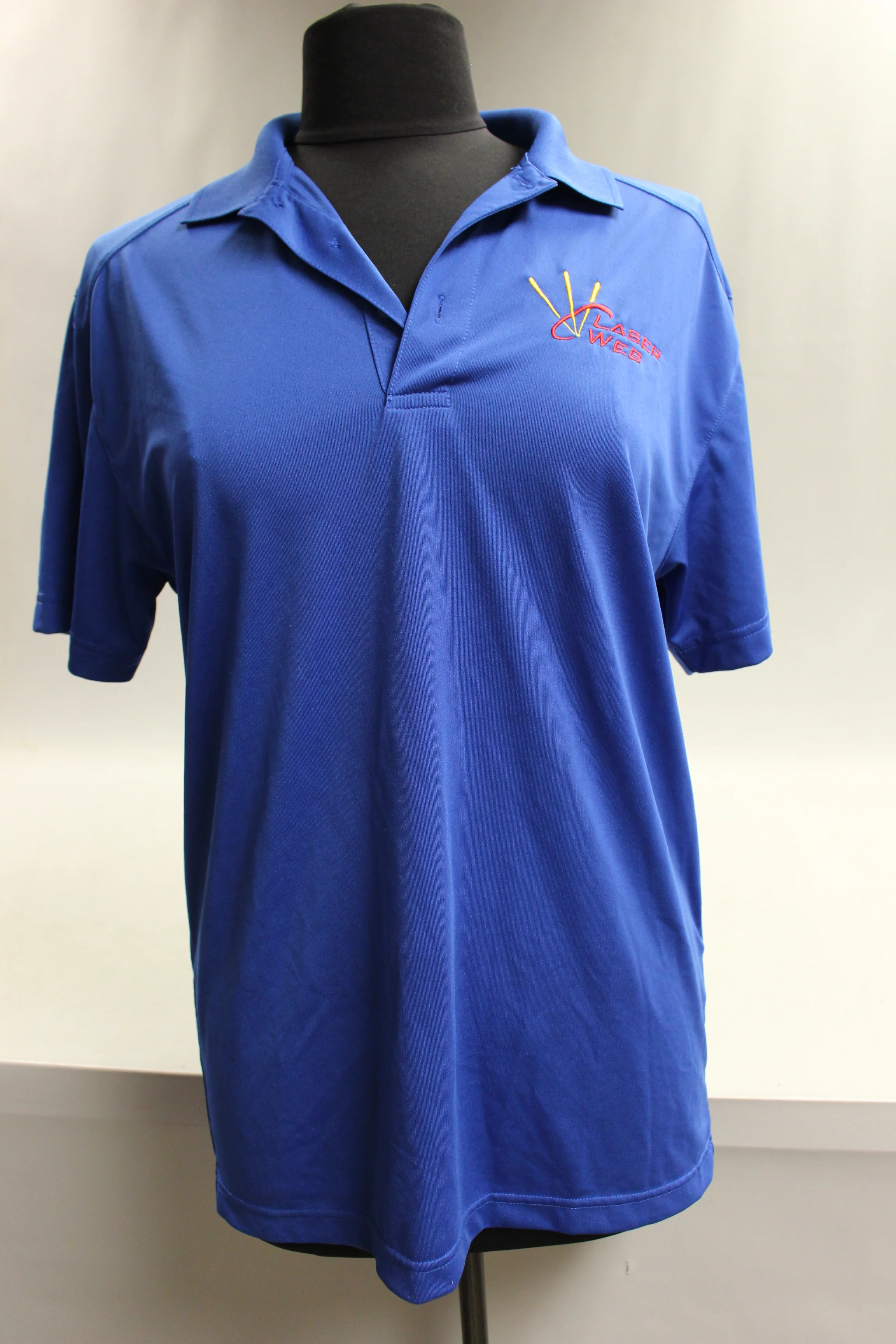 Laser Web Short Sleeve Polo Shirt - Small - Blue - Used