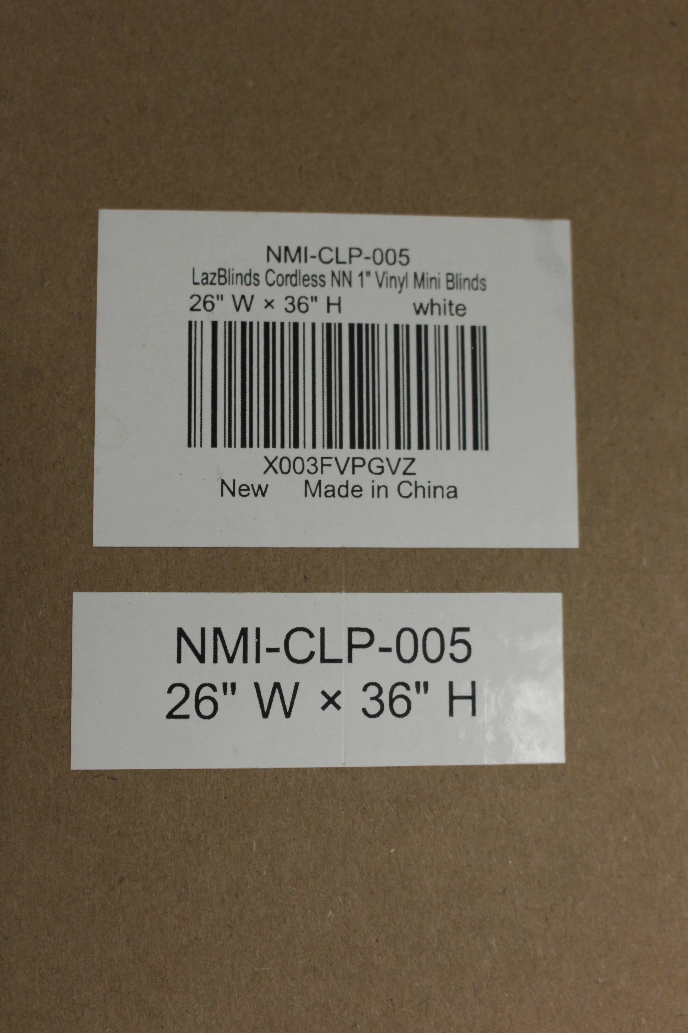 LazBlinds Cordless NN 1" Vinyl Mini Blinds - 26"W x 36"H - White - New - Image 2
