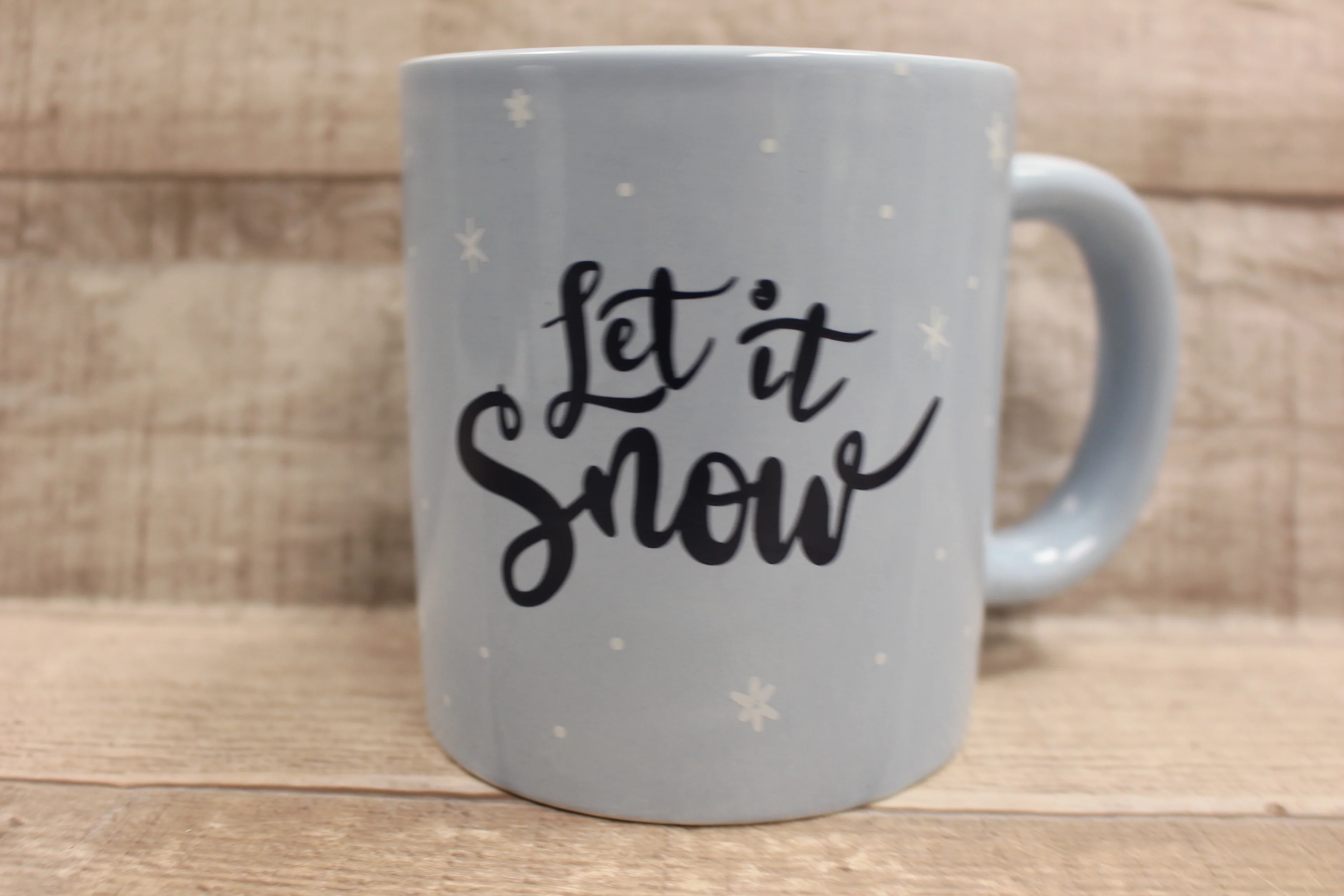 Let It Snow Christmas Winter Coffee Tea Cup Mug -Blue -Used