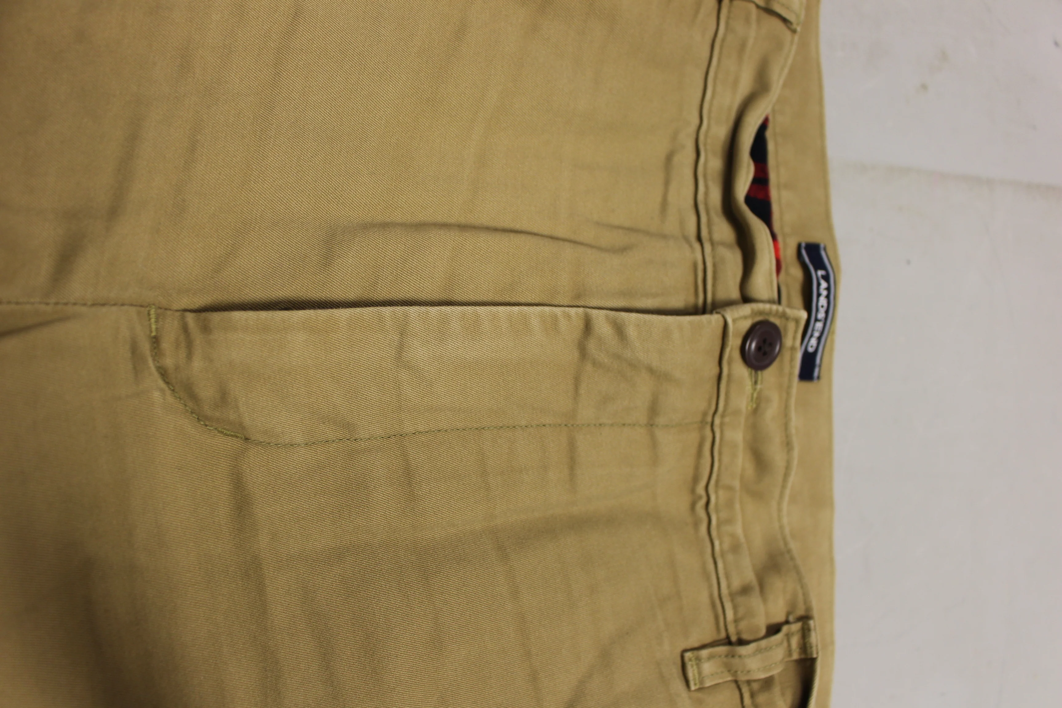 LL Bean Men's Tan Trousers with Plaid Lining - Size: 42 - Used - Image 4