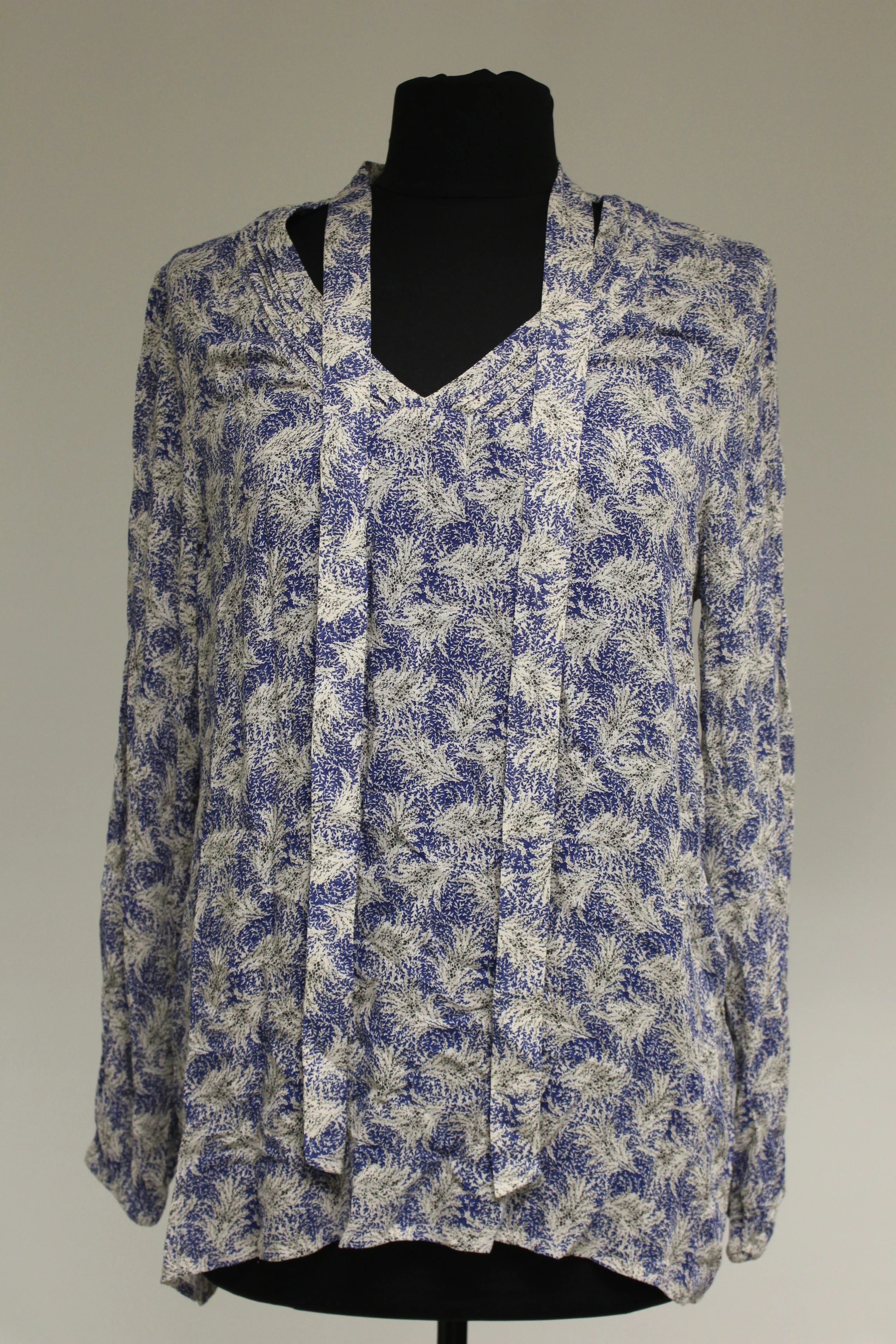Lucky Brand Tie Front Top, Blue/Multi, Medium, New