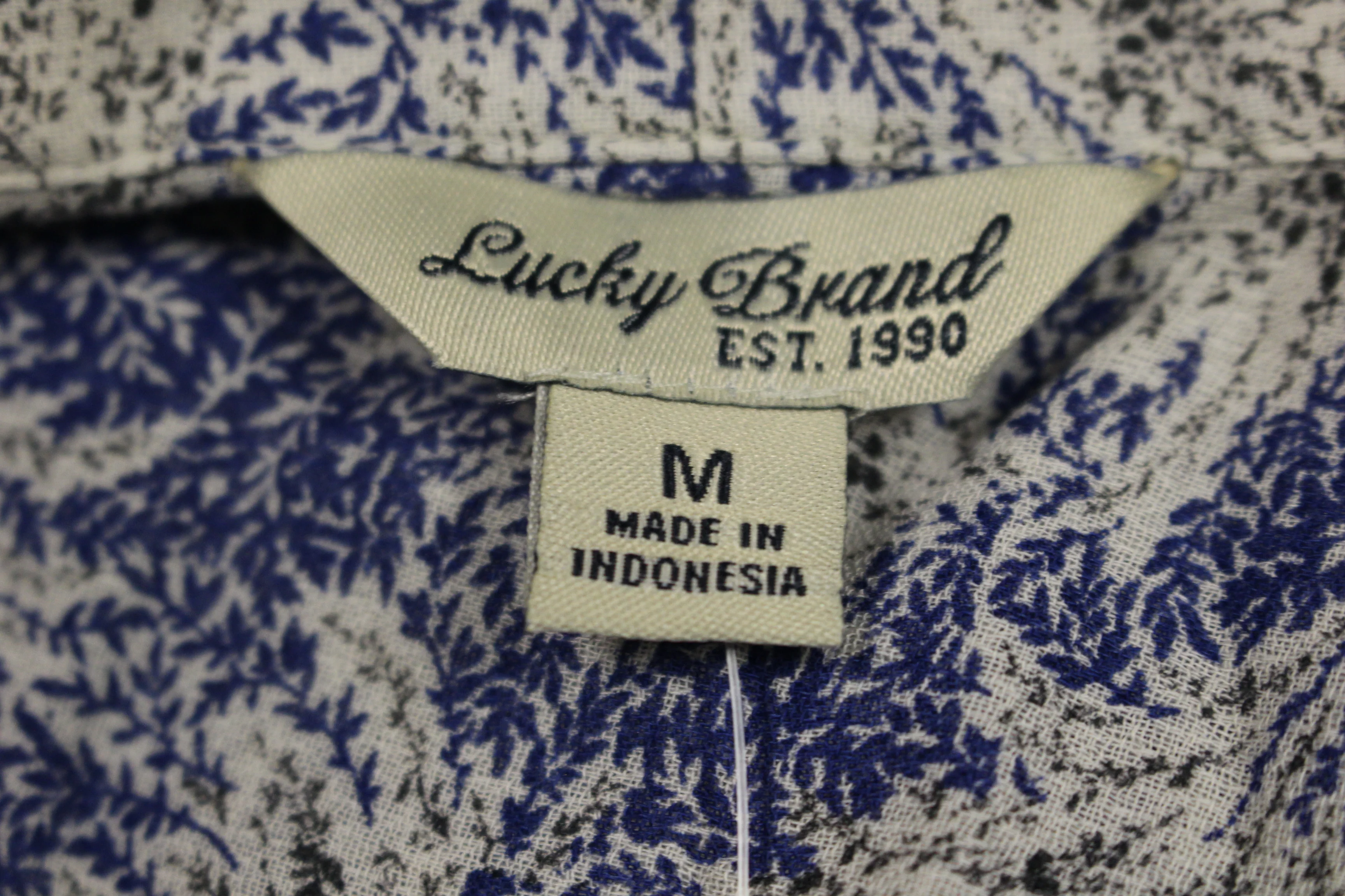 Lucky Brand Tie Front Top, Blue/Multi, Medium, New - Image 3