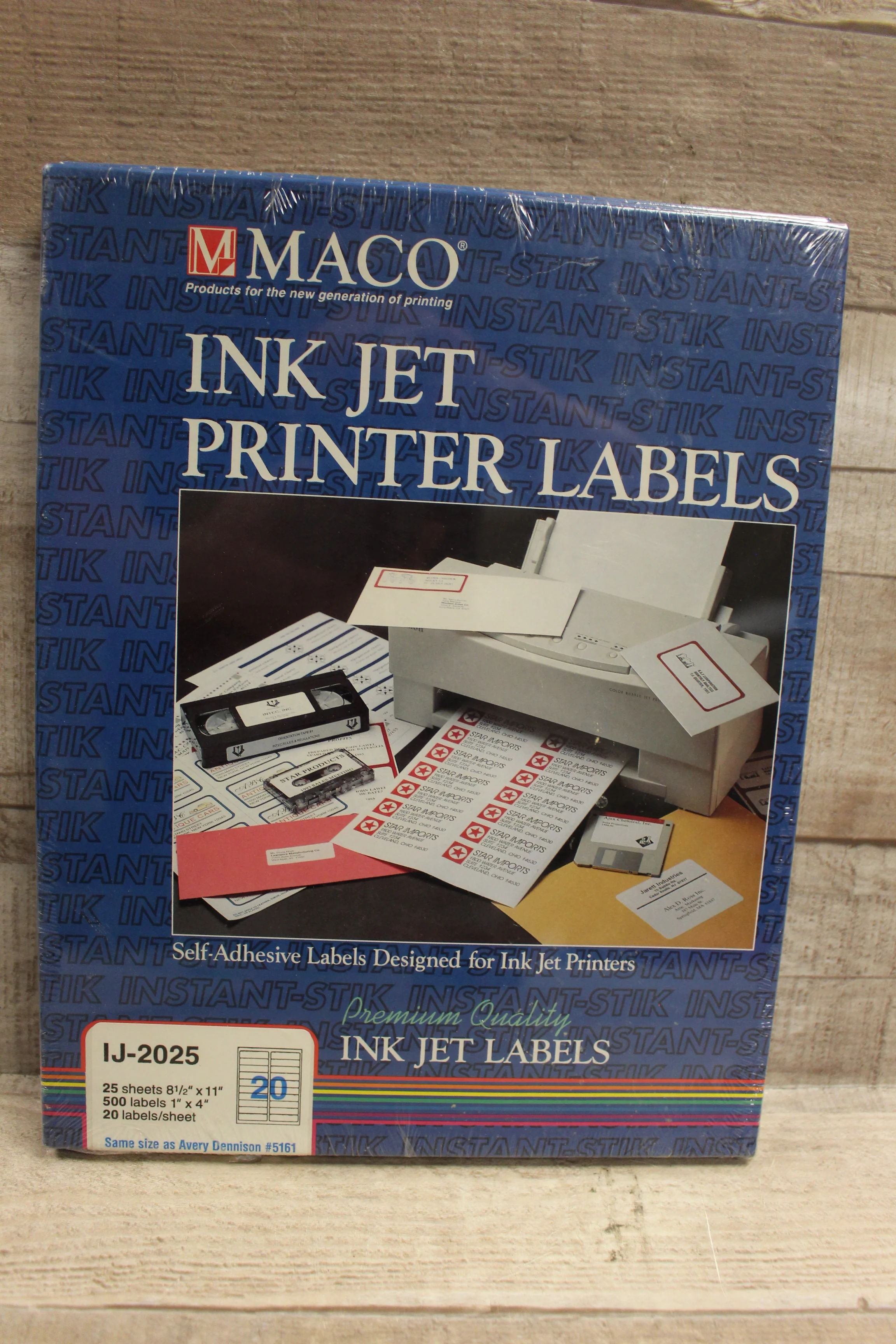 Maco Inkjet Printer Labels - IJ-2025 - 1" x 4" - 500 Label Pack - White - New