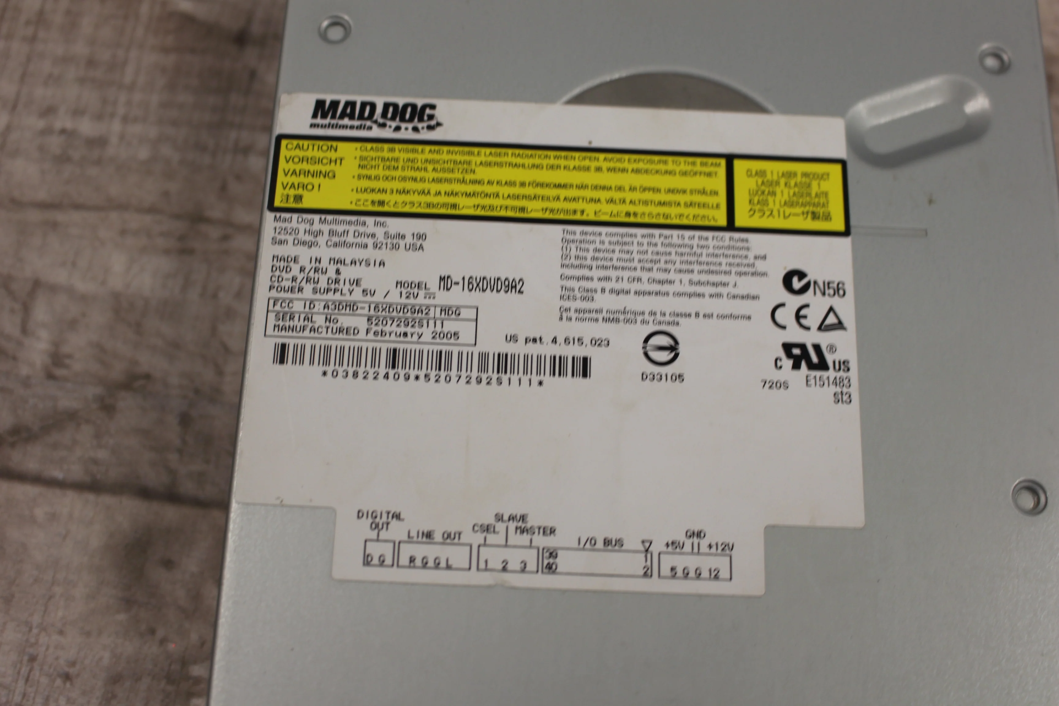 Mad Dog Multimedia DVD Player/Writer - MD-16XDVD9A2 - Used - Image 3