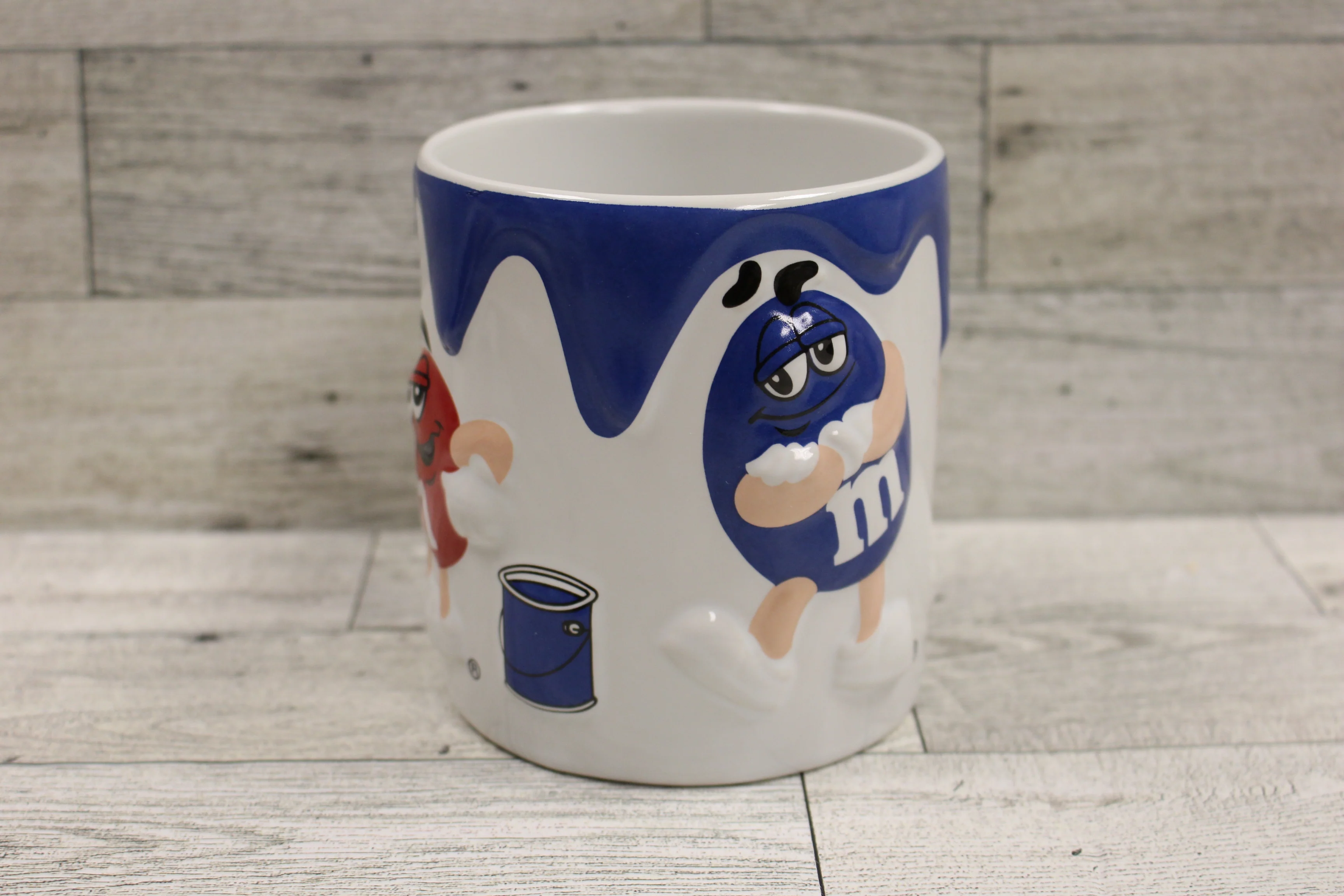 Mars M&M's Ceramic 3D Coffee Cup Mug - Blue Yellow Red Candy Paint Brush - Used - Image 4