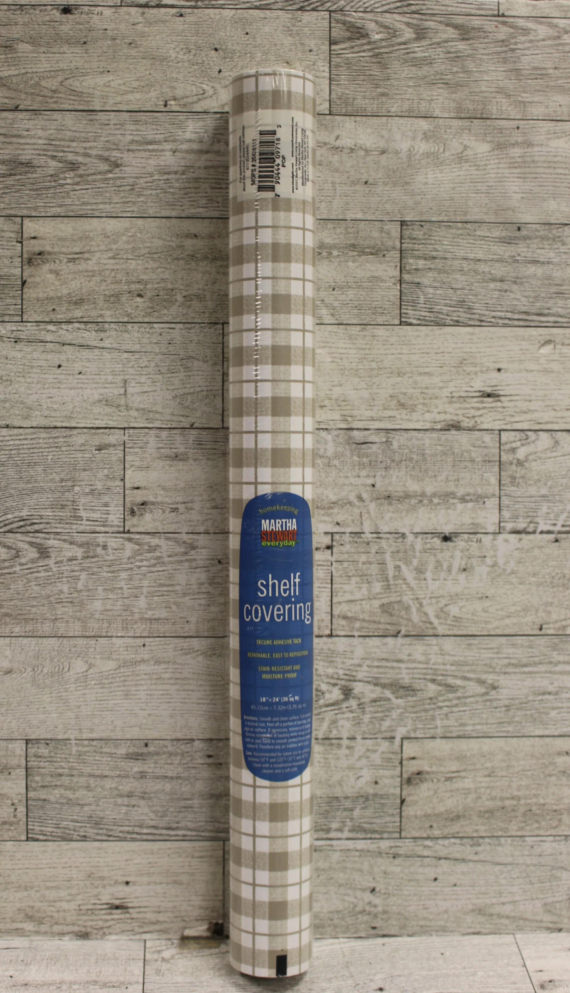 Martha Stewart Shelf Covering Adhesive Paper - 18" x 24' - Beige/Tan Plaid - New