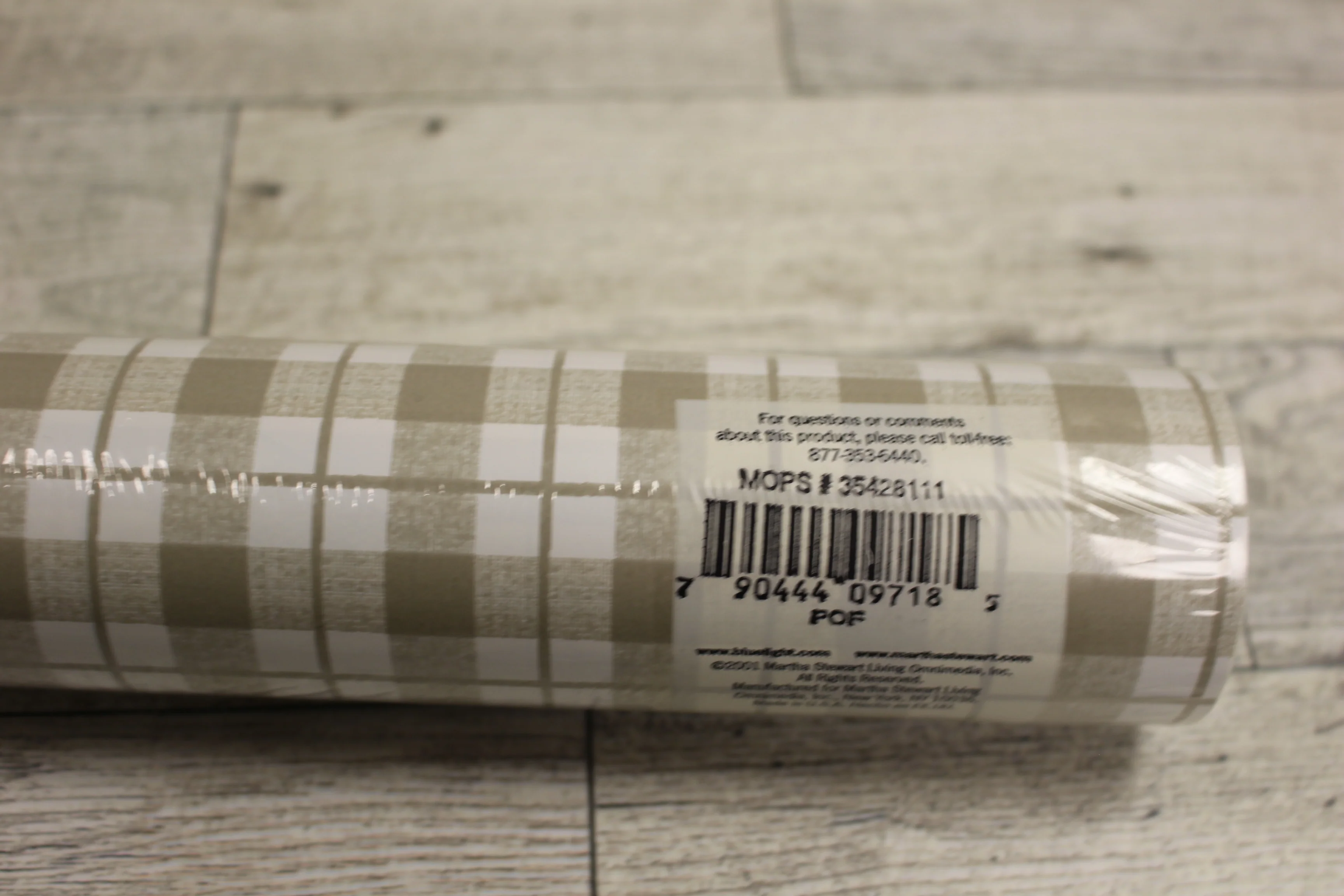 Martha Stewart Shelf Covering Adhesive Paper - 18" x 24' - Beige/Tan Plaid - New - Image 2