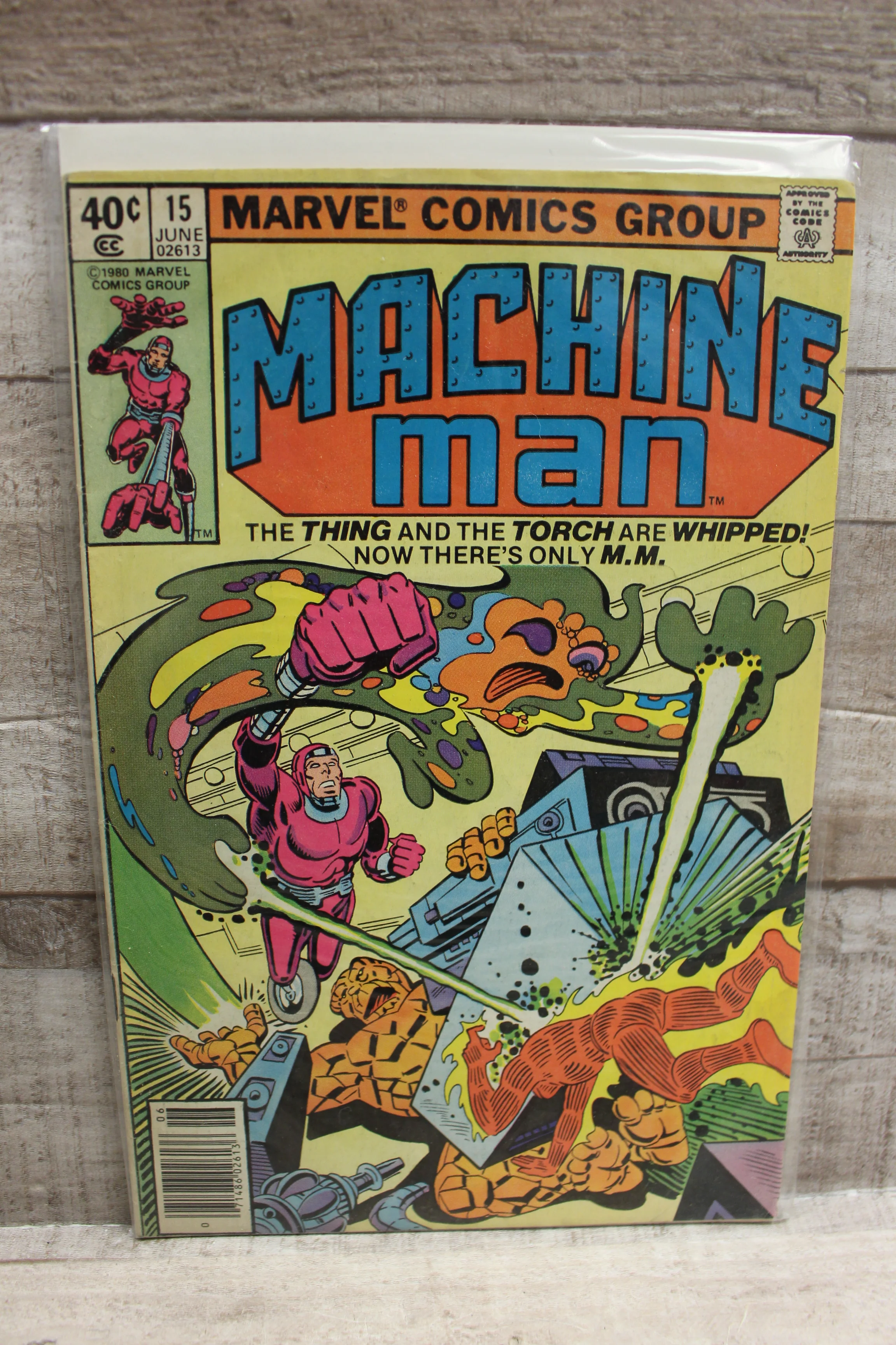 Marvel Comics Machine Man #15 June 1980 The Thing Human Torch Comic -Used