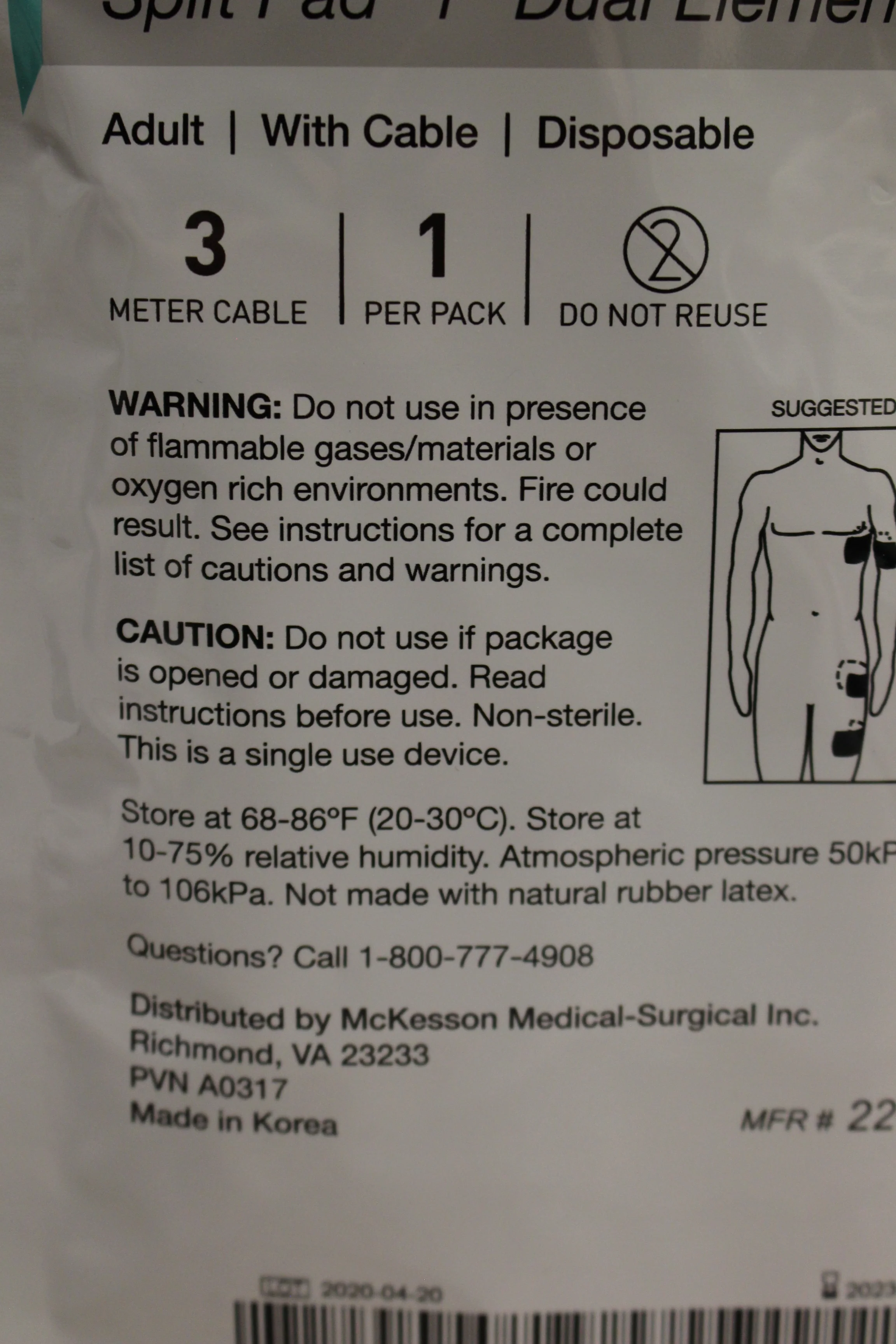 McKesson Patient Return Electrode Split Pad Dual Element - Adult - 22-ESREC New - Image 2