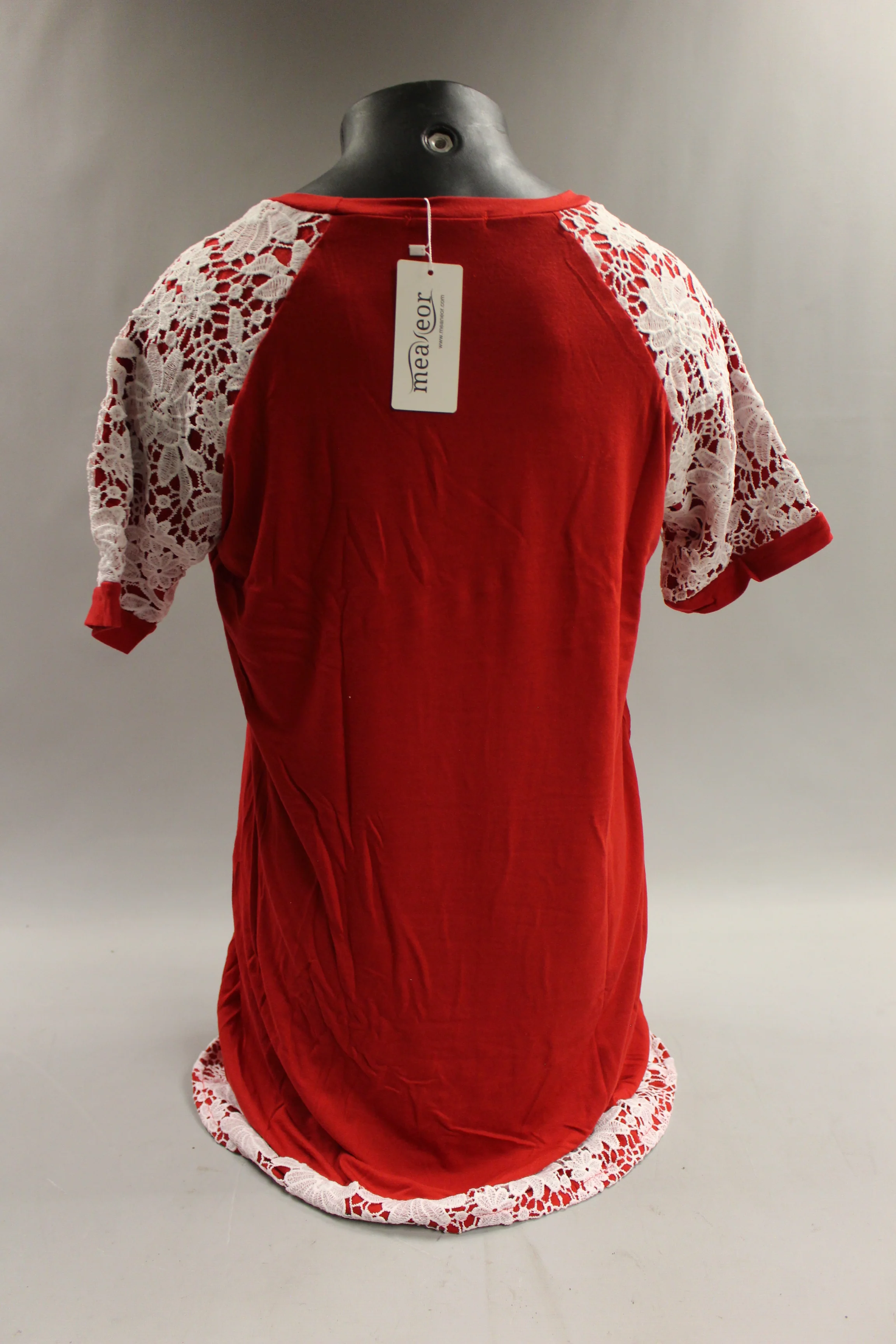 Meaneor Women's Casual Short Sleeve Pullover Dress Size XL -Red -New - Image 2