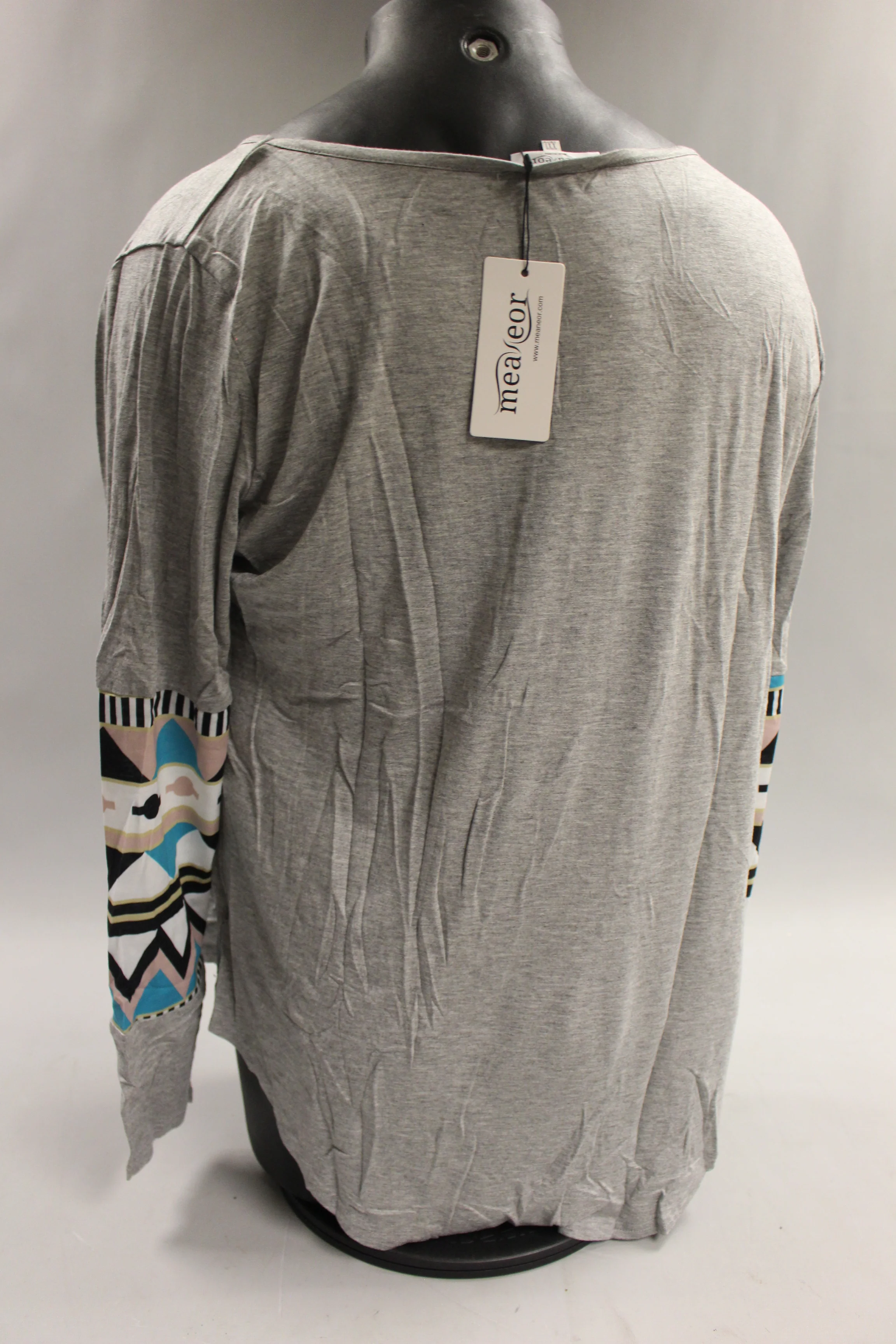Meaneor Women's Long Sleeve Graphic Print T Shirt Size XXL -Grey -New - Image 2