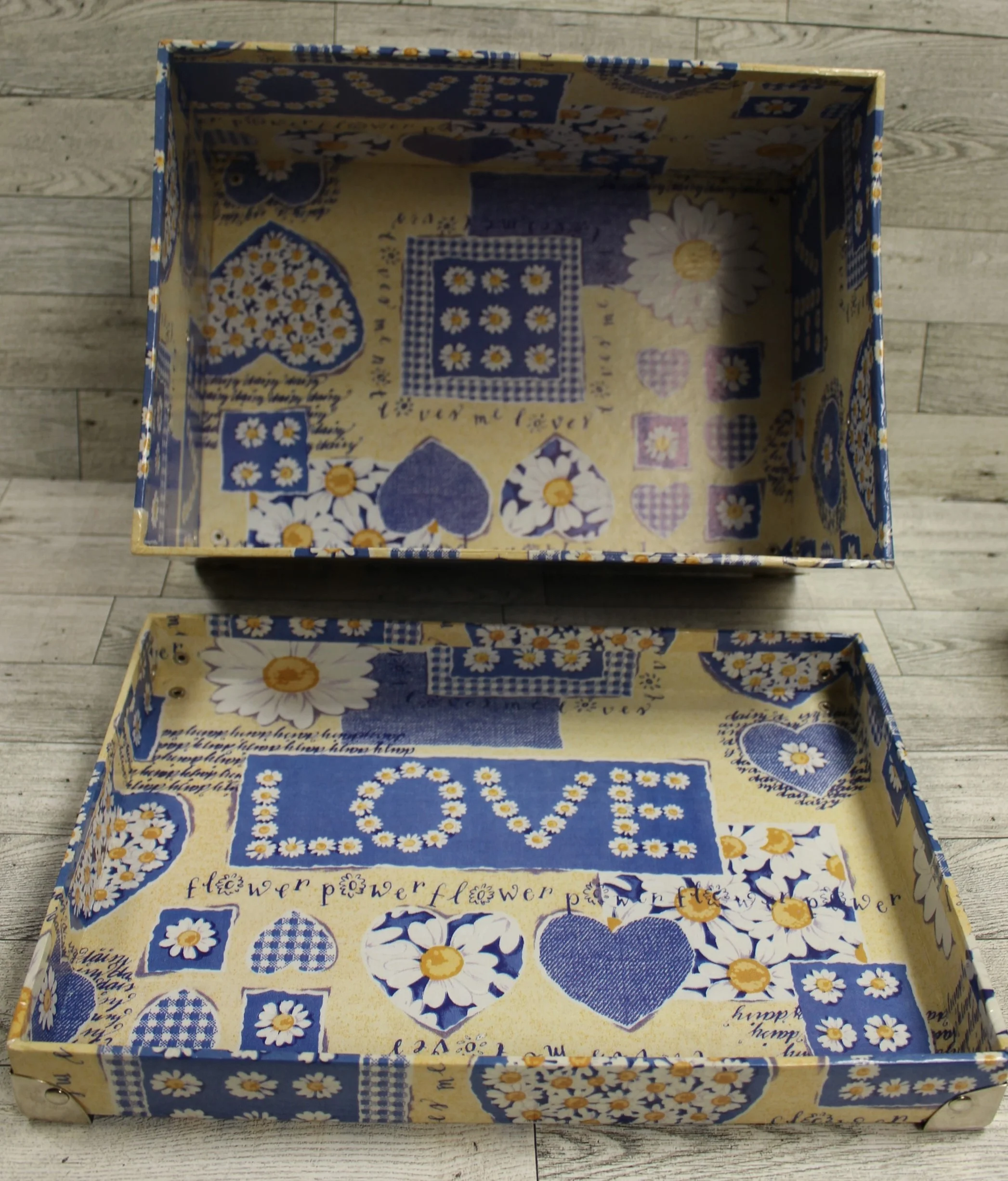 Memory Photo Keepsake Storage Box with Handles - Love Daisy Flowers - Used - Image 3