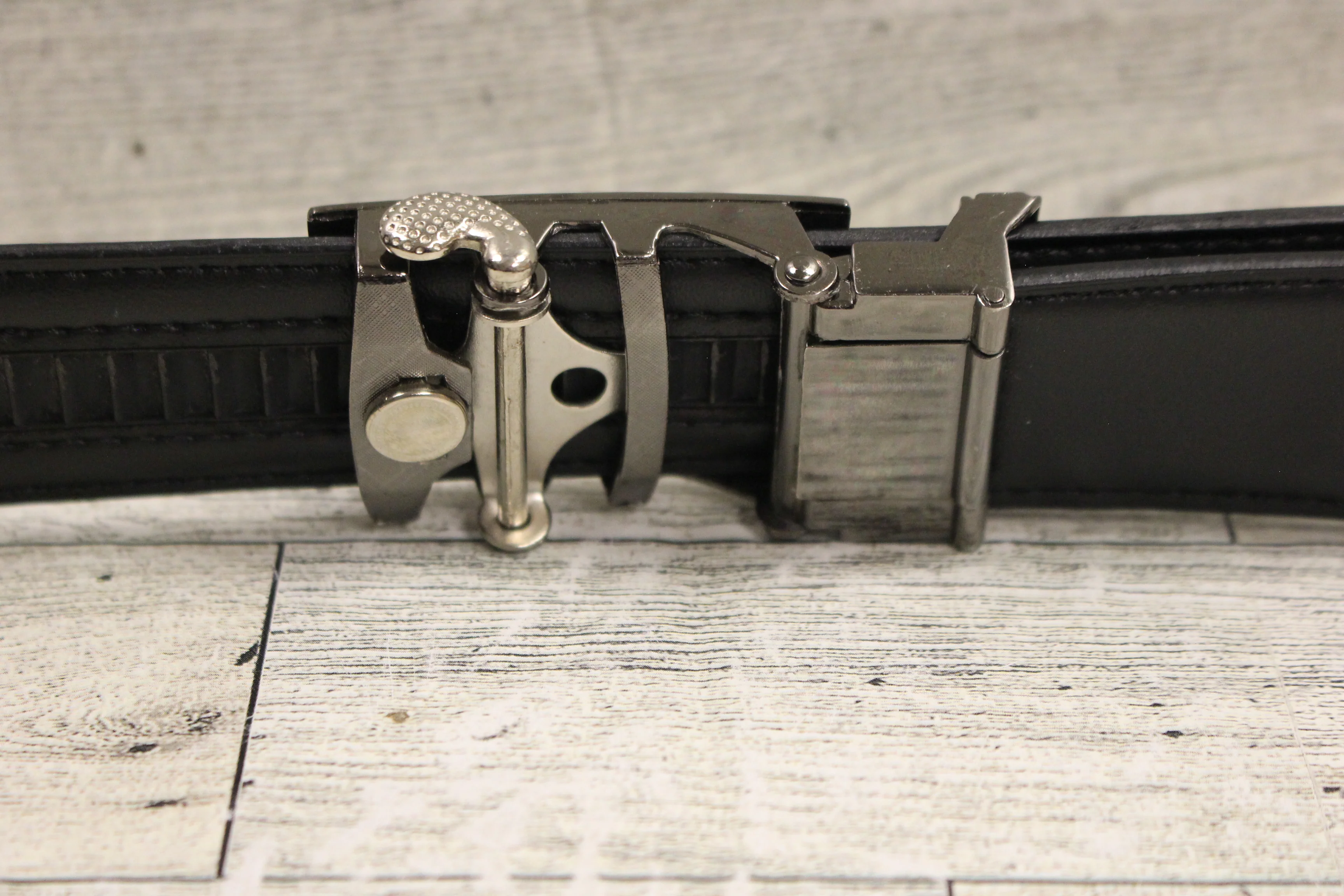 Men's Black Rachet Leather Belt - Size: XL - New - Image 4