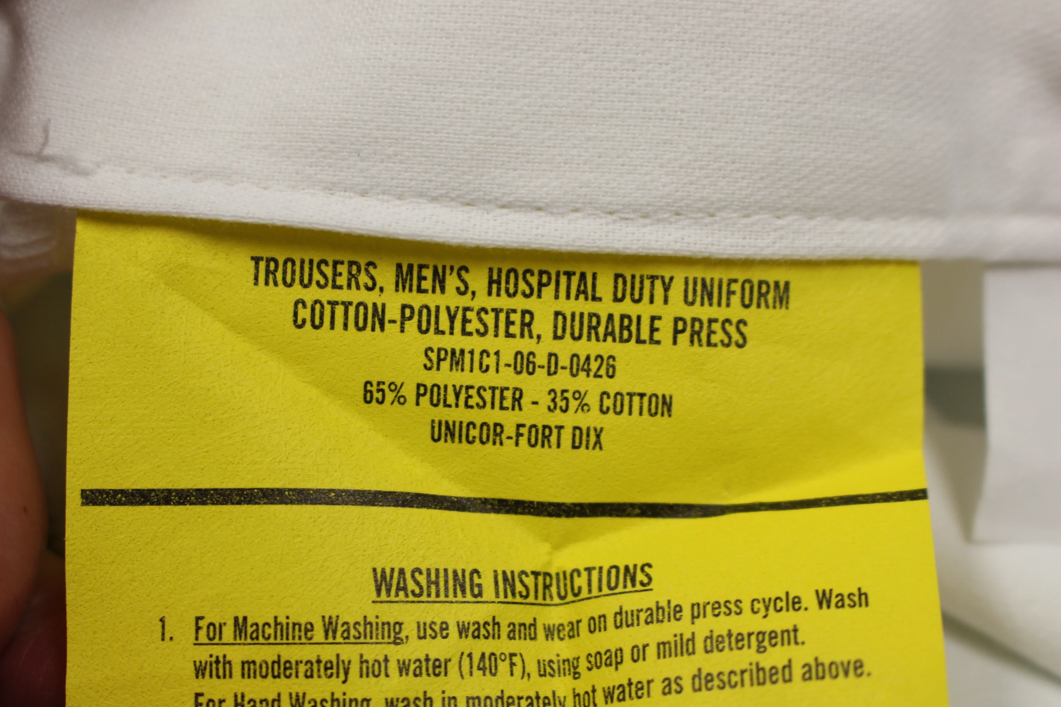 Men's Hospital White Poly/Cotton Pants - 38 X 34 - 8405-00-110-9474 - Used - Image 2