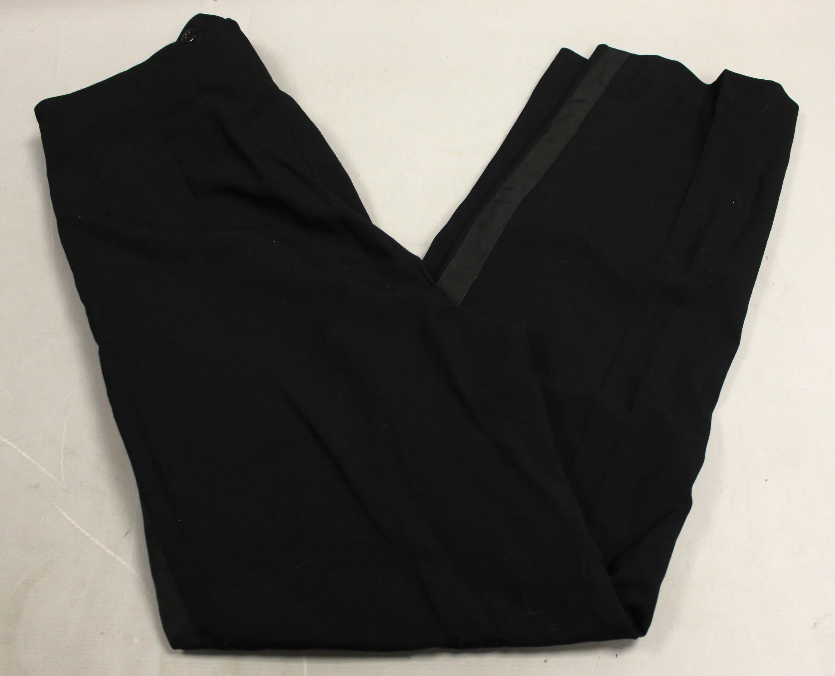 Men's Mess Dress Pants with Satin Stripe - Black - Waist: 32" - Used