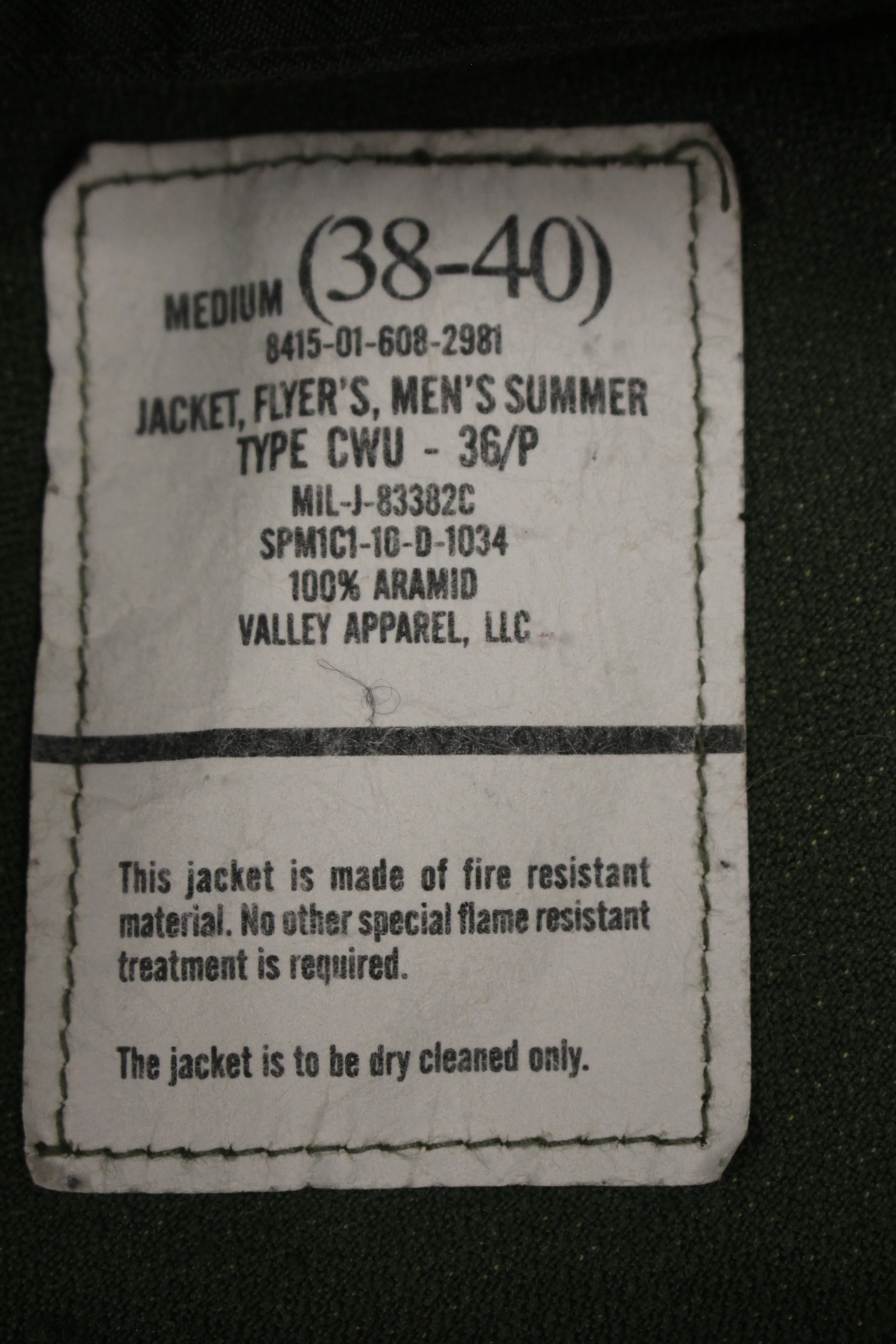 Men's Summer Flyers Jacket - CWU-36/P - Medium (38-40) - 8415-01-608-2981 - Used - Image 2